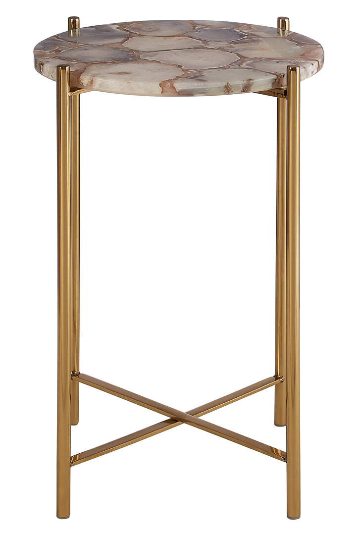 Vita Side Table Steel Stone Natural Agate