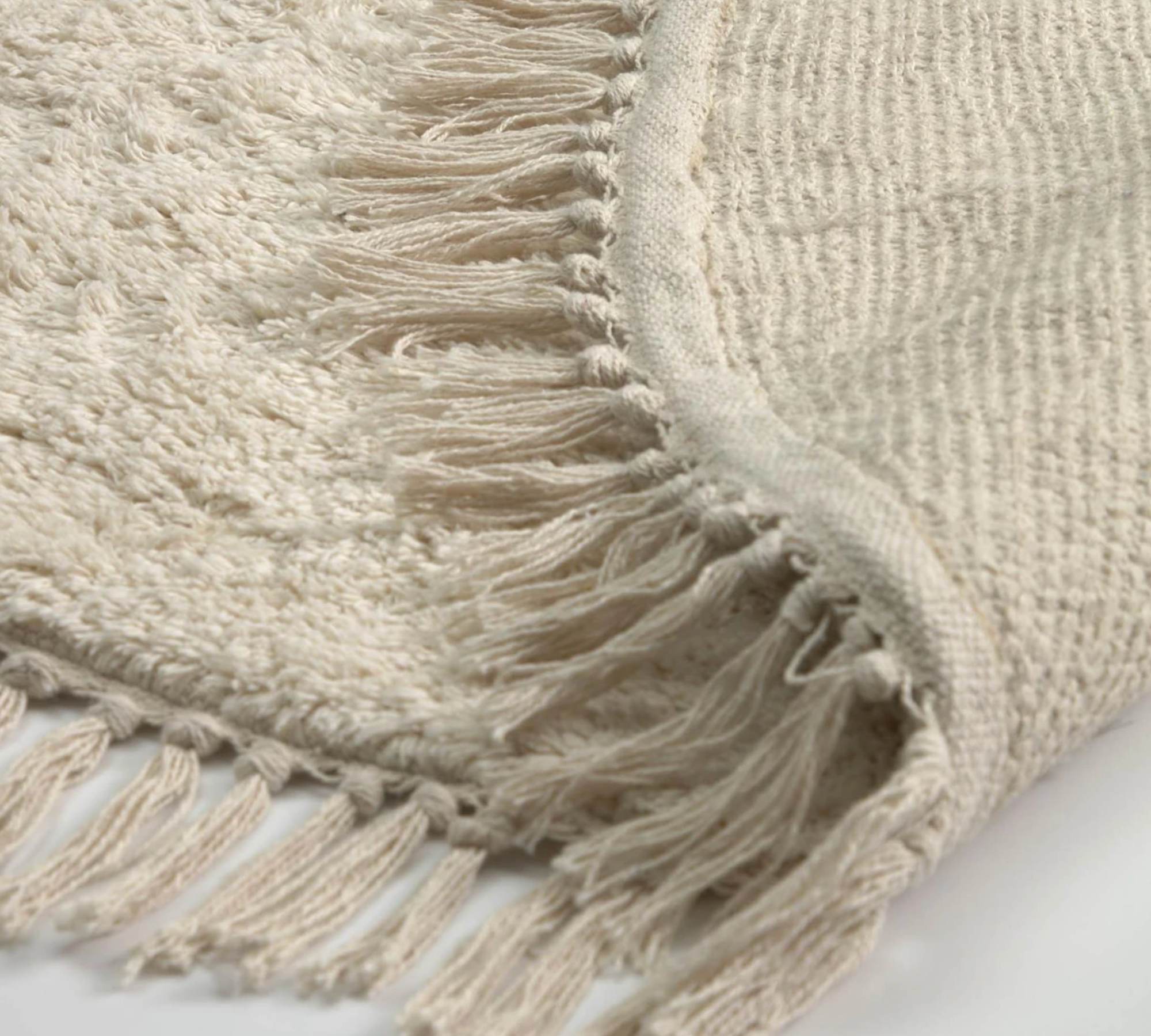 Teppich Kurzflor Baumwolle Beige