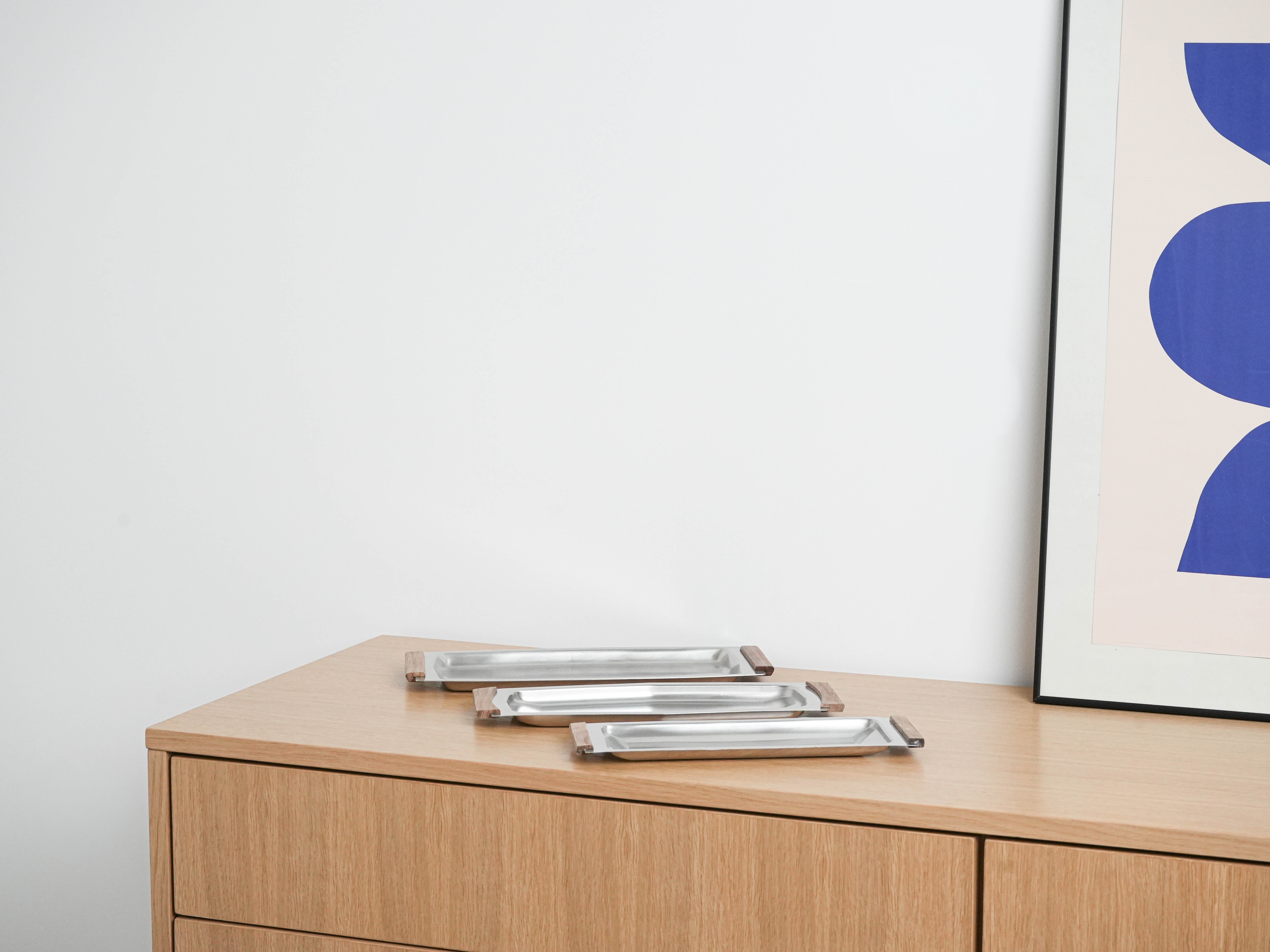 Edelstahtablett 1970er Jahre