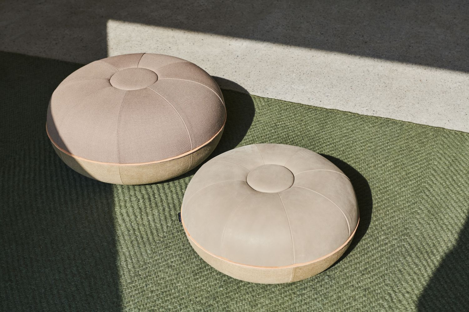 Pouf Large Wolle Leinen Beige