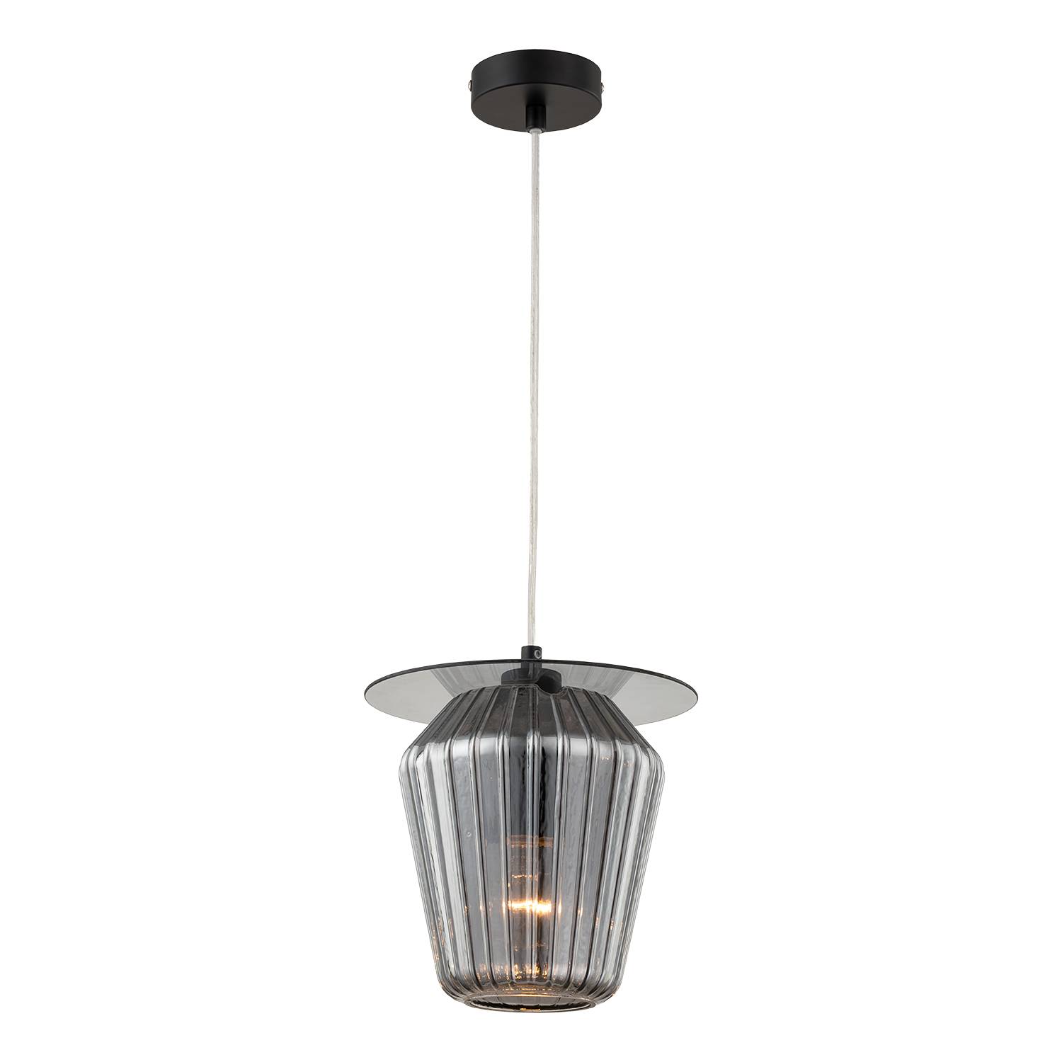 Pendant lamp Anadia smoked glass 1-light grey