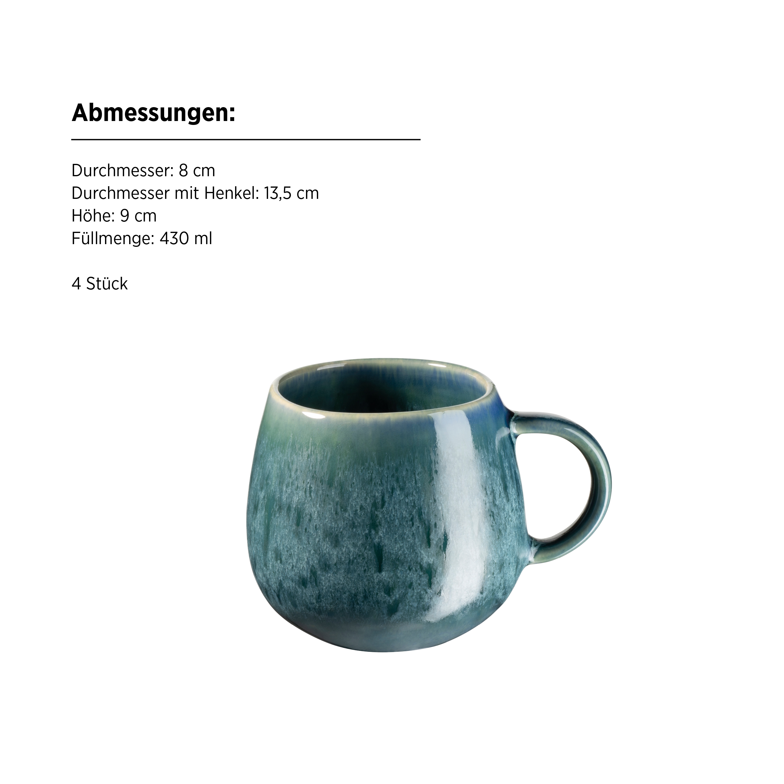 12x Frühstücksset Carellia Blau 55 x 33 x 27 cm