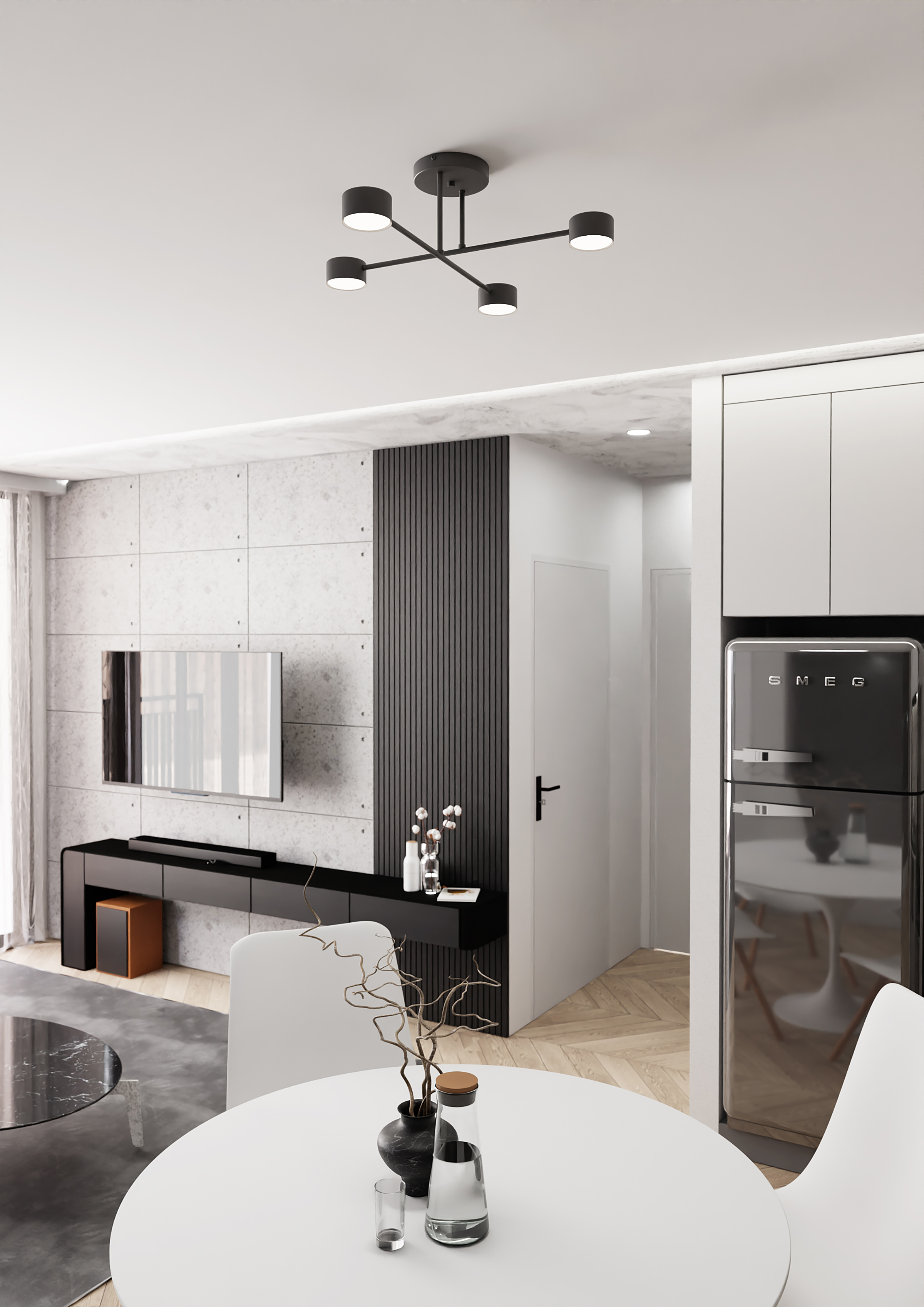 Halo Deckenleuchte 4-flammig Stahl Schwarz 