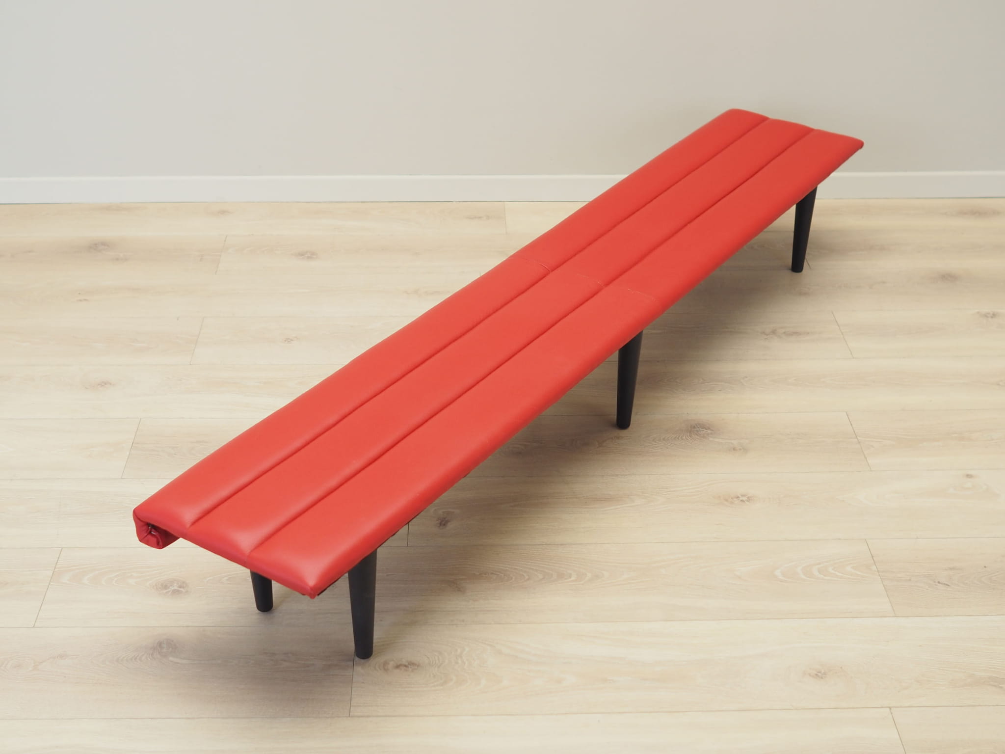 Vintage Bank Holz Leder Rot 1990er Jahre