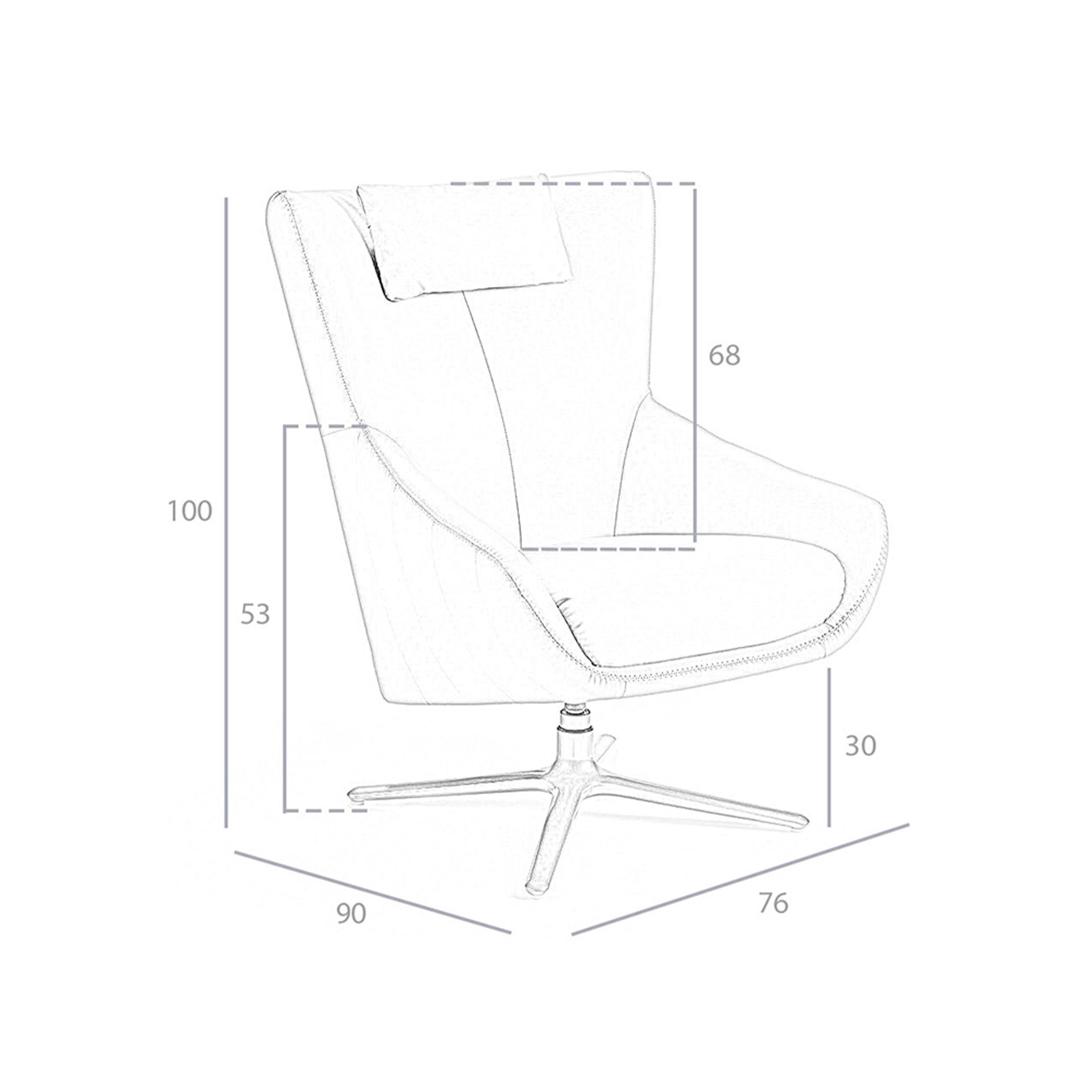 Grey taupe leather swivel armchair 5090
