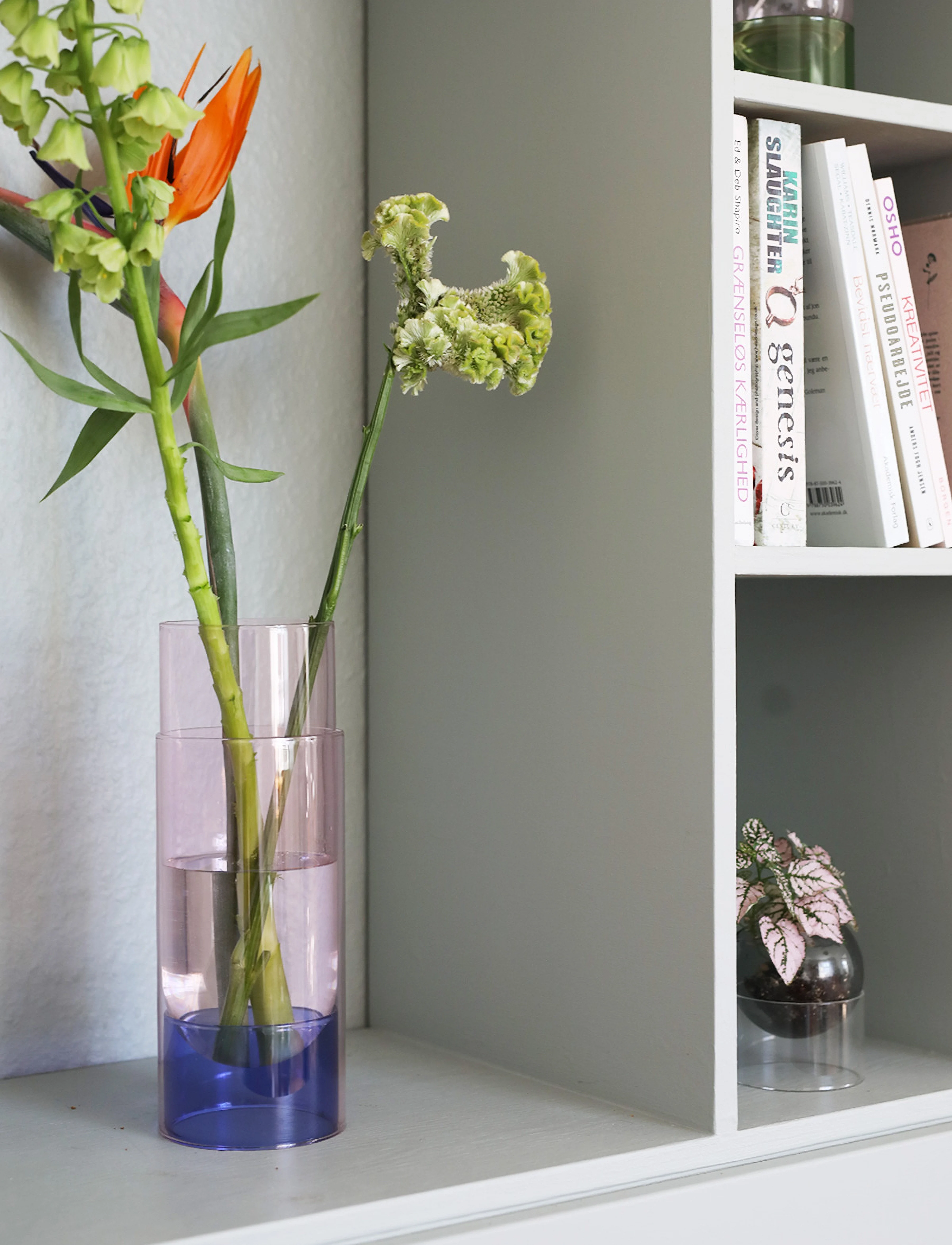 Bouquet Vaso Vetro Rosa