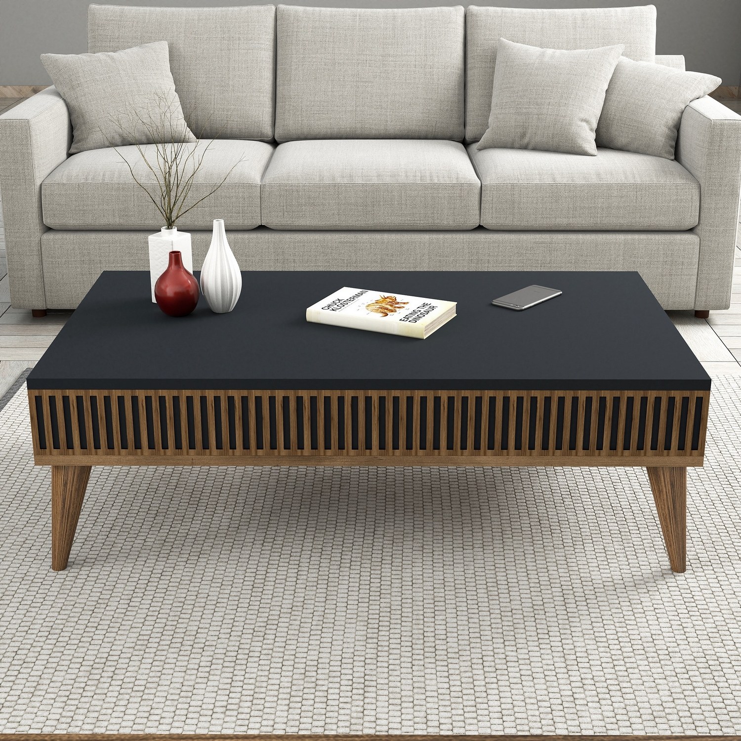 Milan Coffee Table Walnut Brown Anthracite