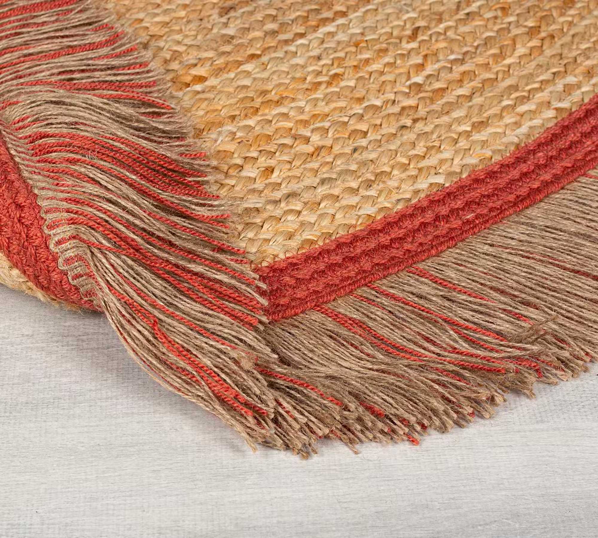 Kahana Teppich Jute Rot 180 x 180 cm