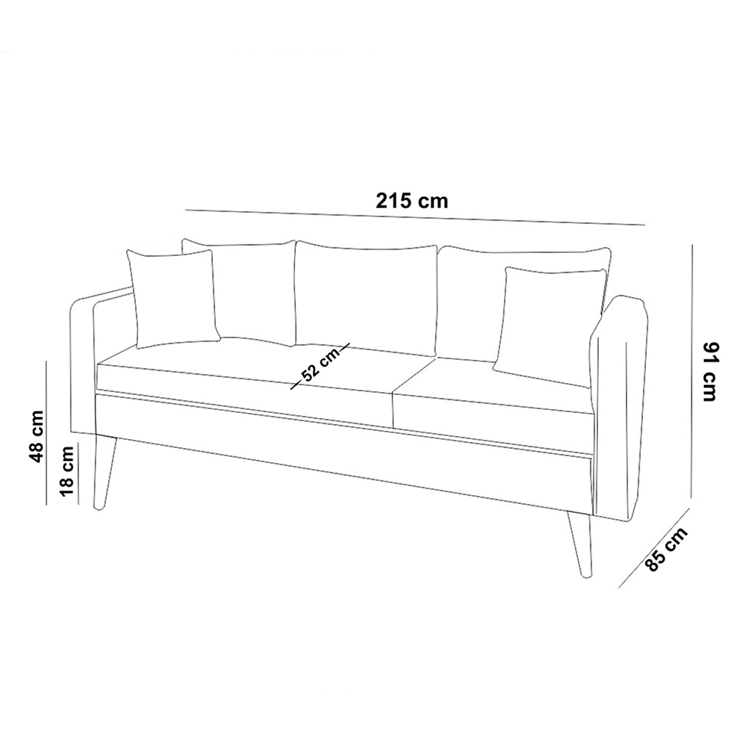 Sofia Sofa 3-Sitzer Holz Grün