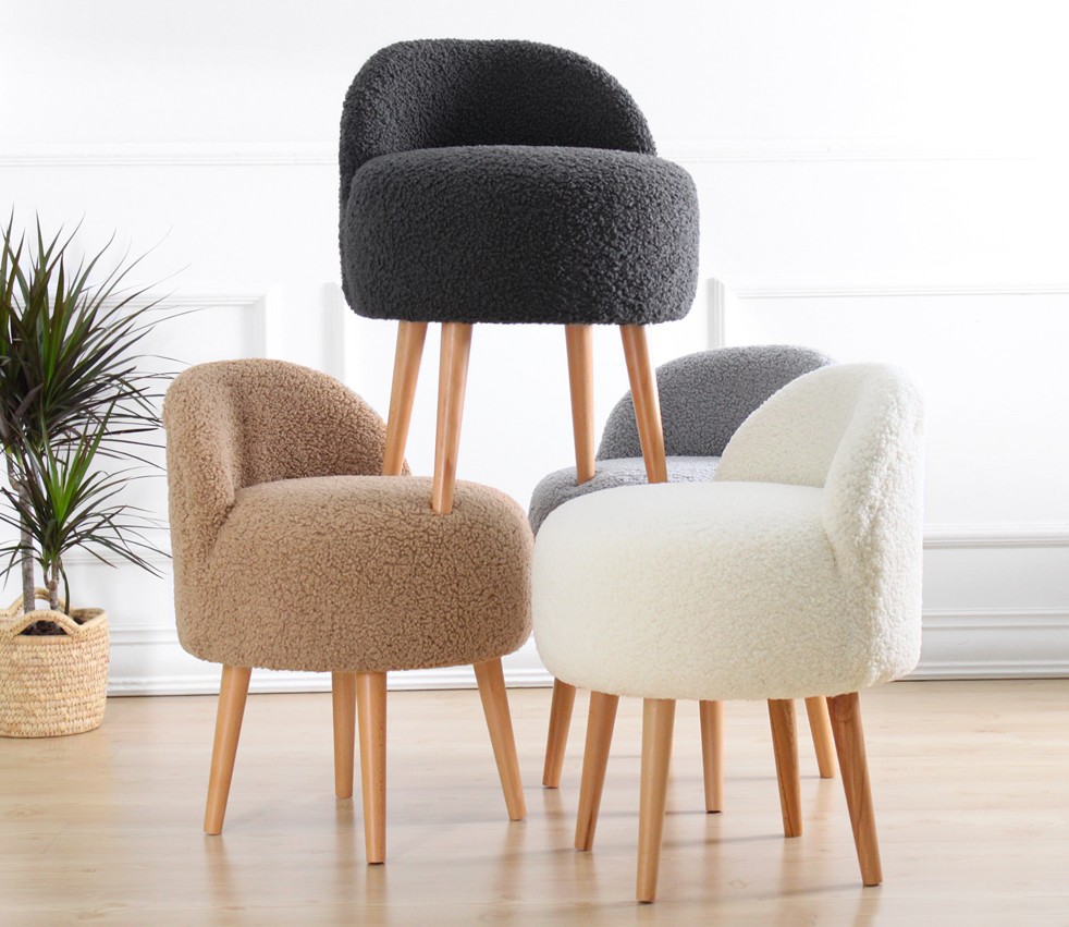 Rufmee Pouf impiallacciatura di legno bianco
