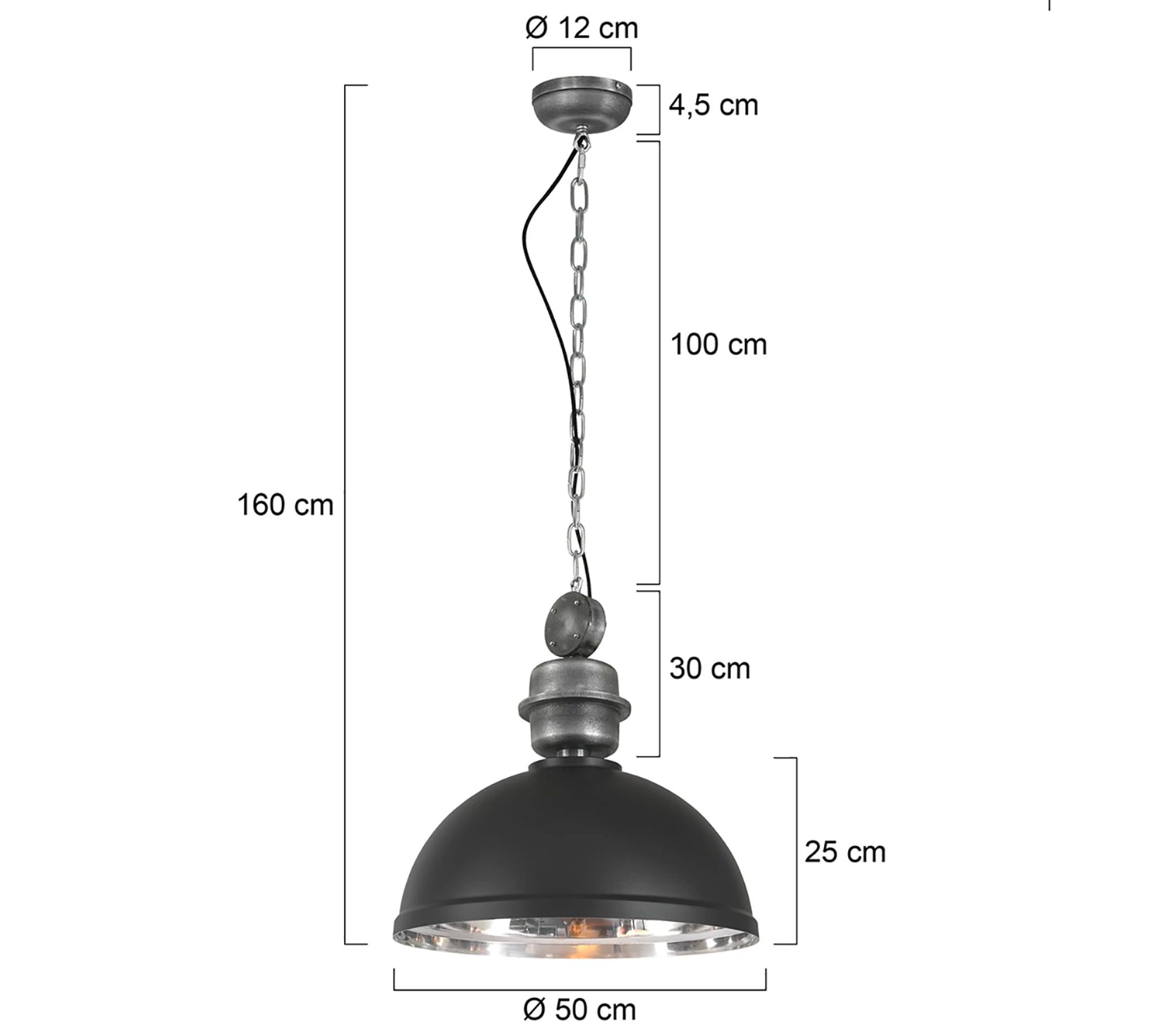 Pendelleuchte 1-flammig Metall 52 cm