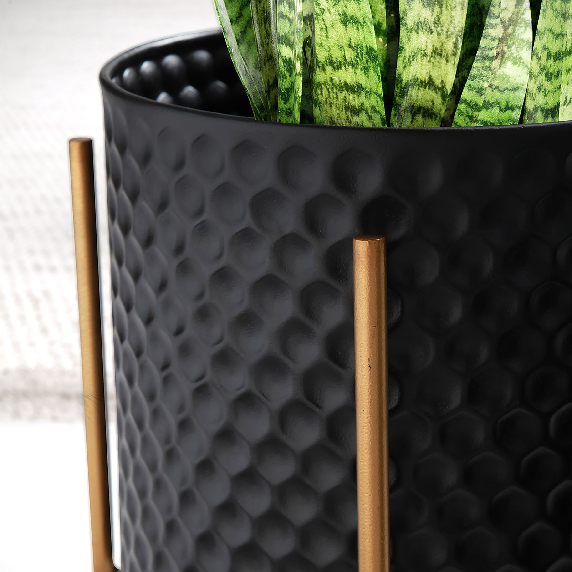 Flower Pot Otuto Set of 2 Aluminum Black