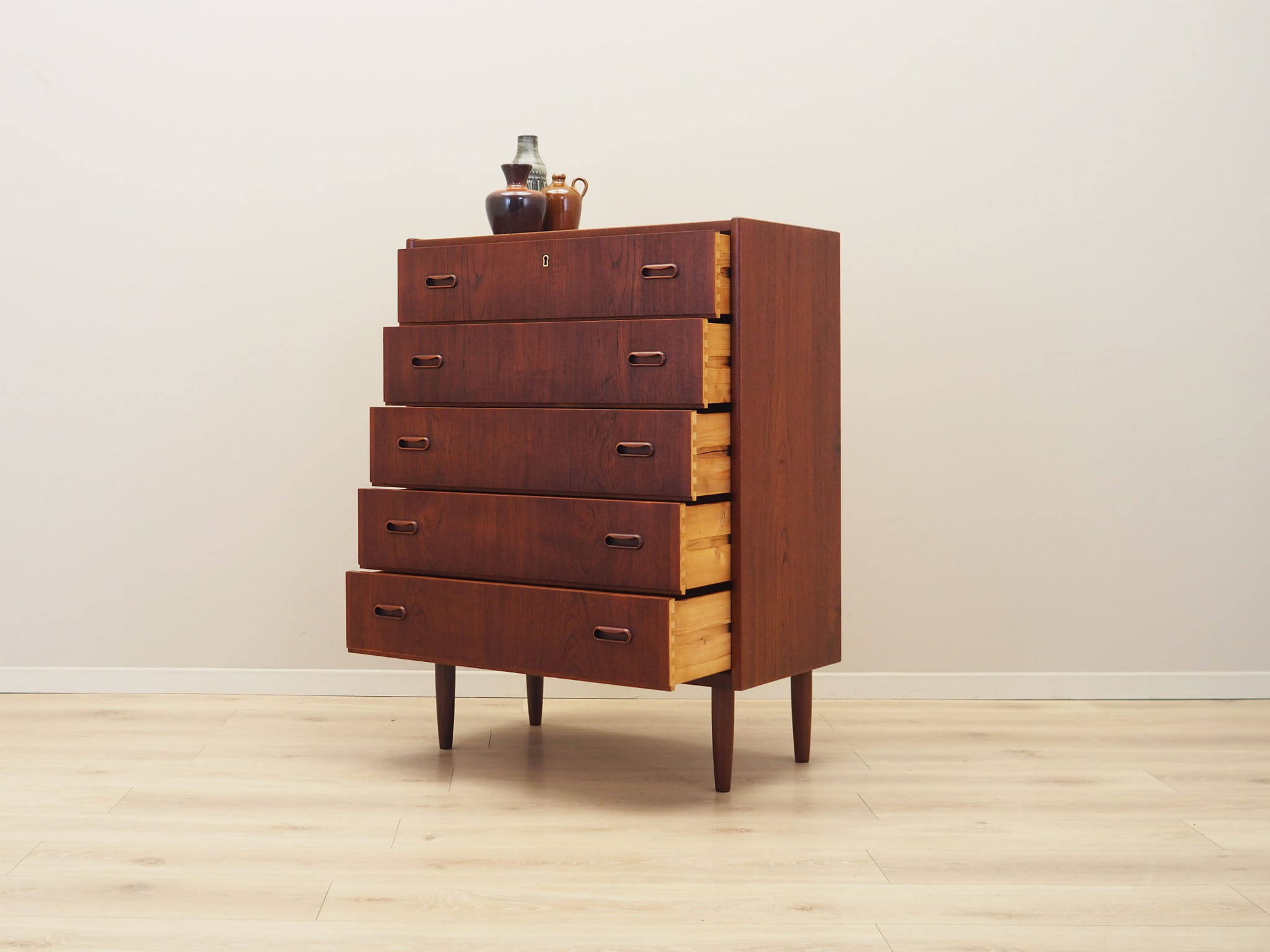 Vintage chest of drawers Teak wood Brown 1970s