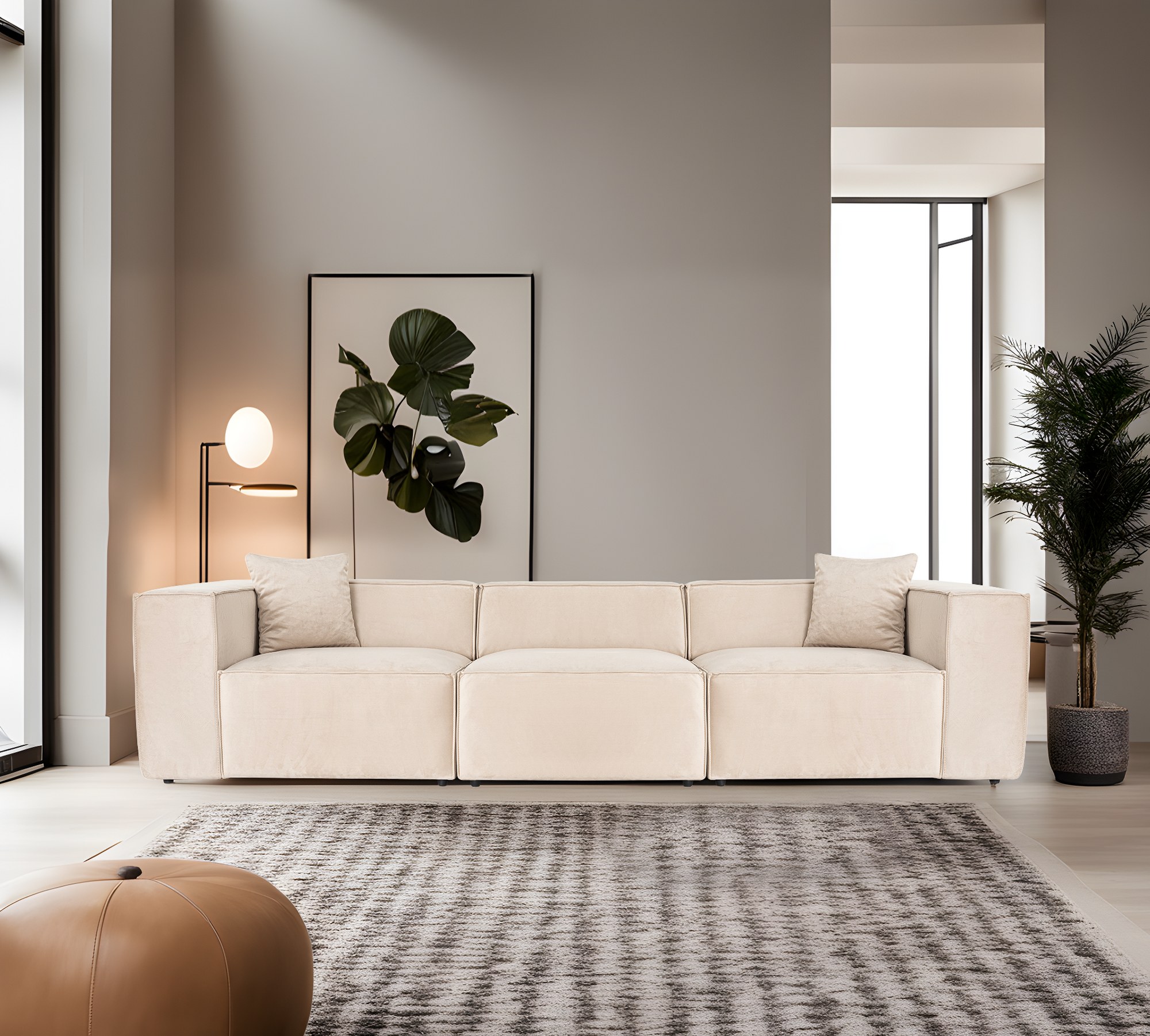 Lora 3-seater sofa cream