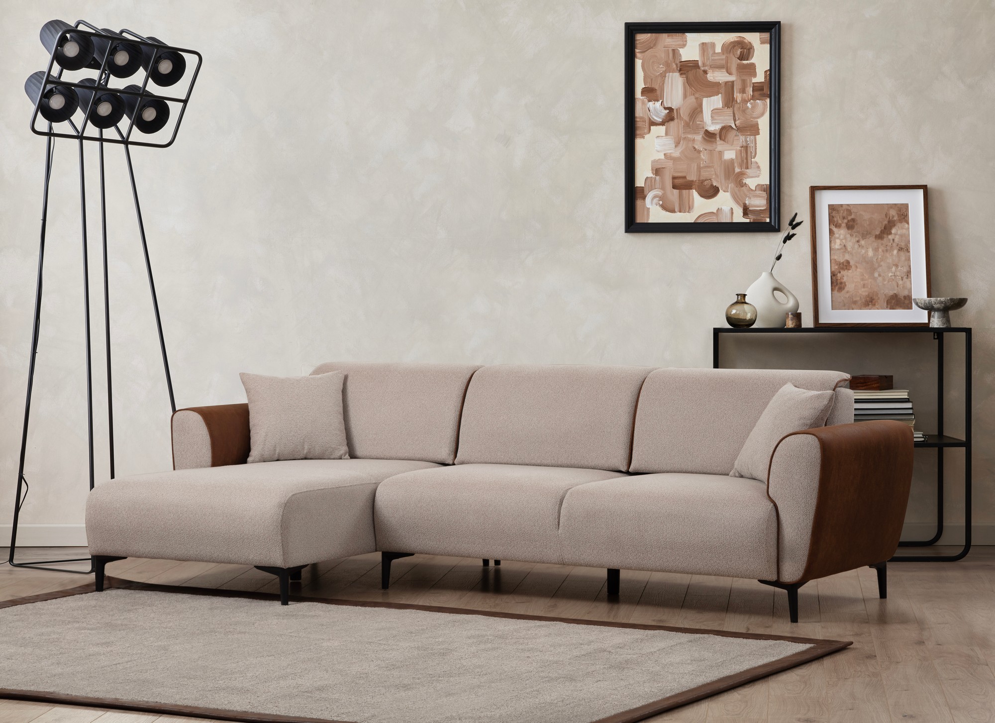 Aren Links Ecksofa Beige