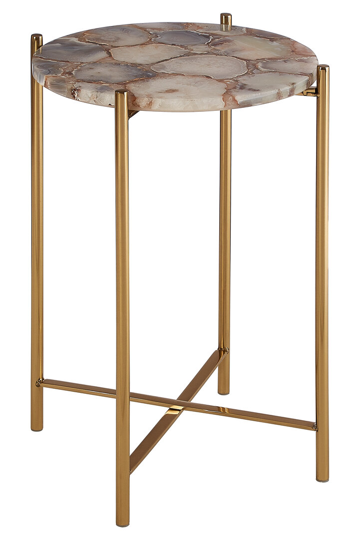 Vita Side Table Steel Stone Natural Agate
