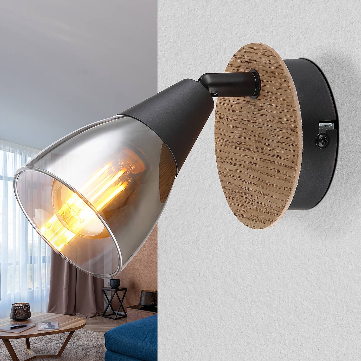 Mubby Wandleuchte Farbglas Eisen 1-flammig