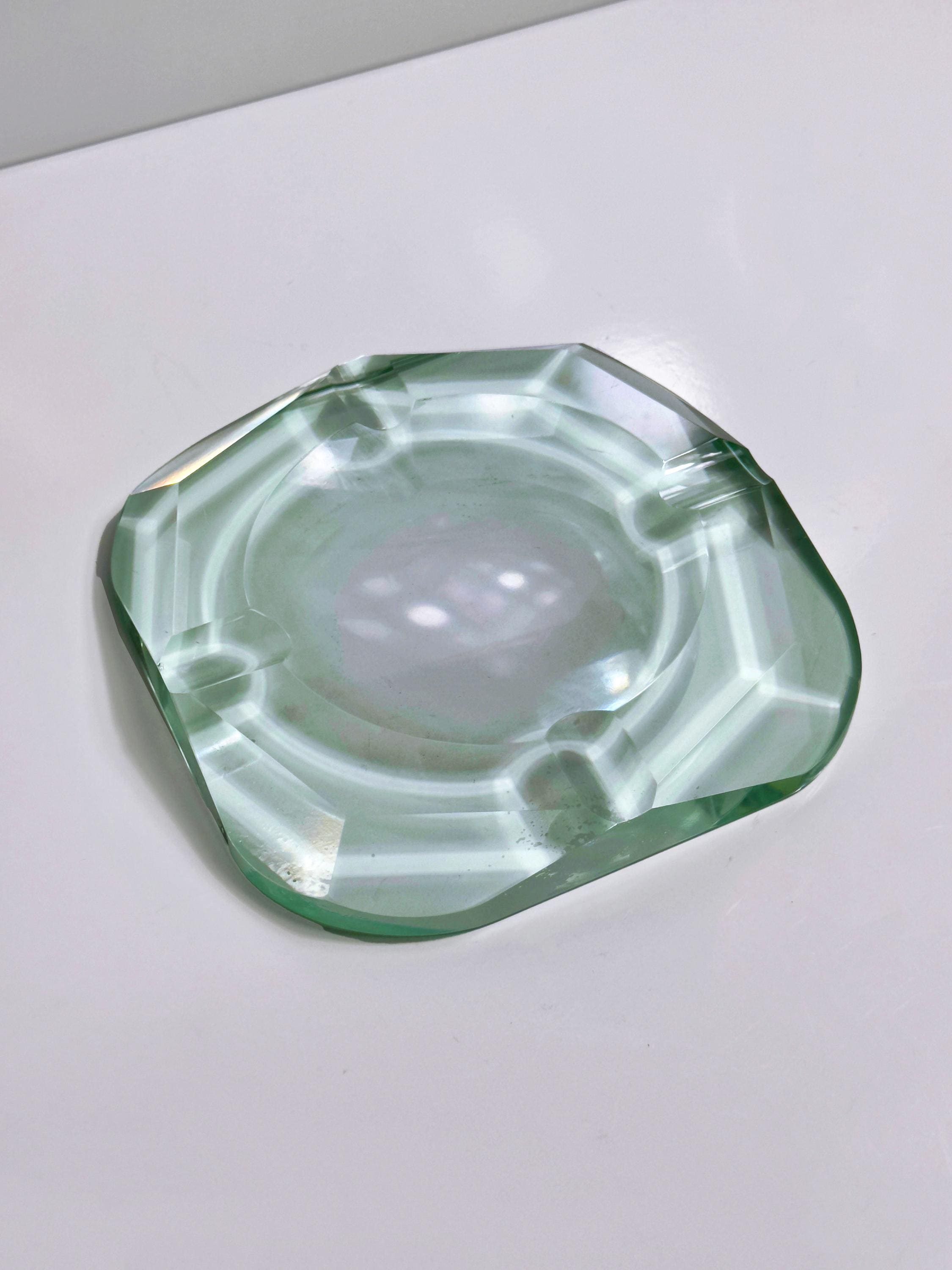 Vintage ashtray crystal glass turquoise 1950s