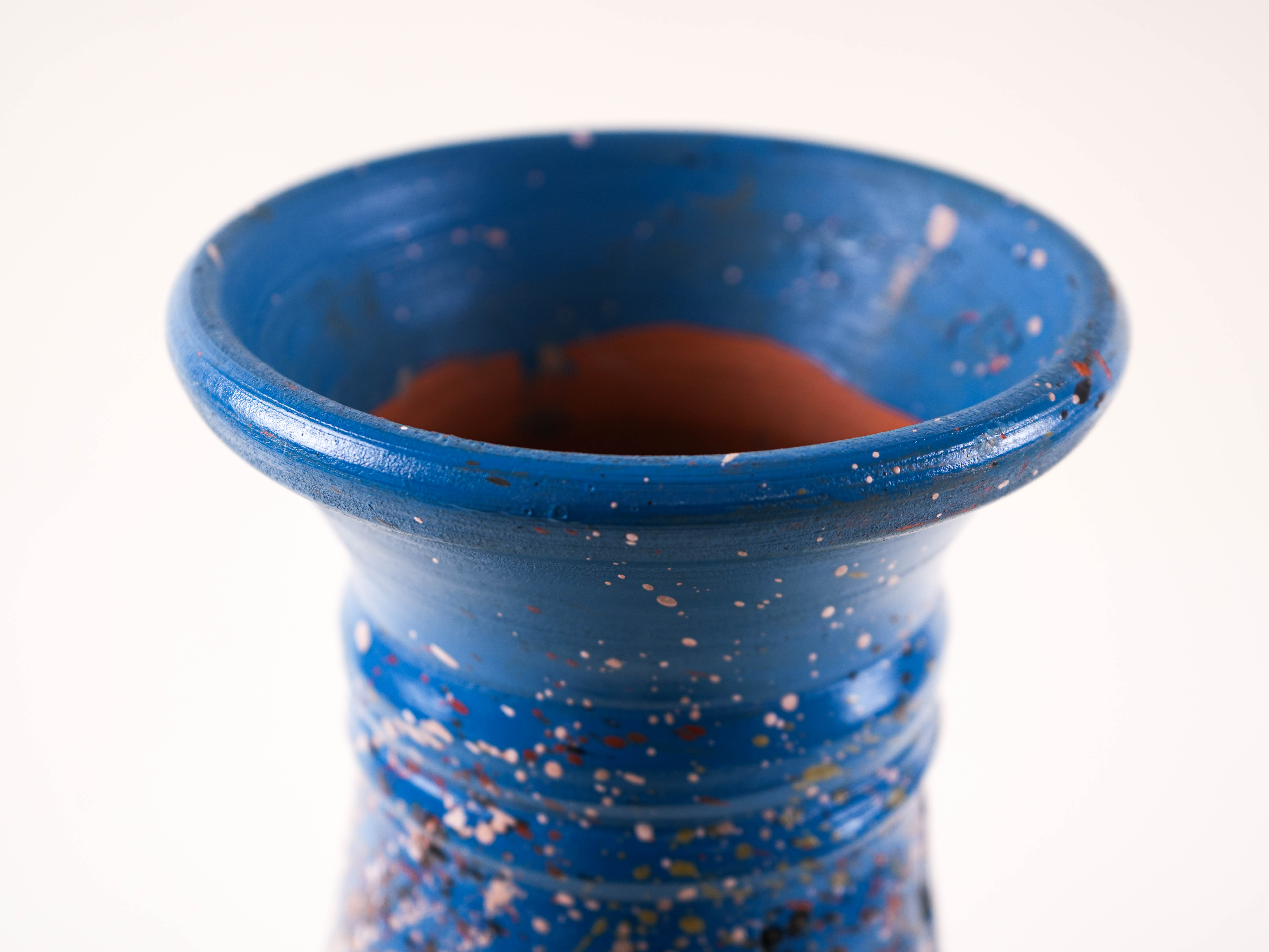 Keramikvase Blau 1970er Jahre