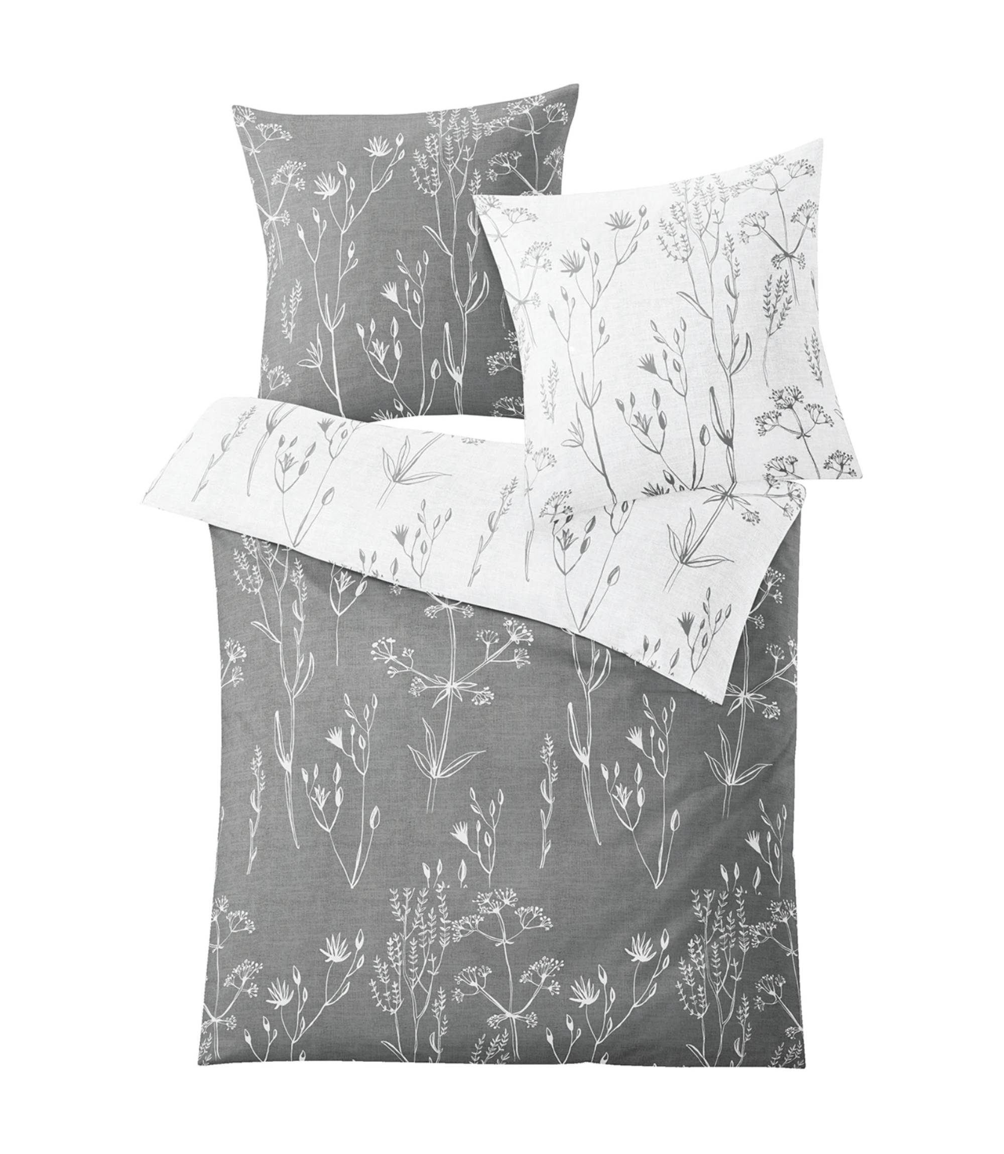 2-Tlg. Bettwäsche Set Mako-Satin Grau