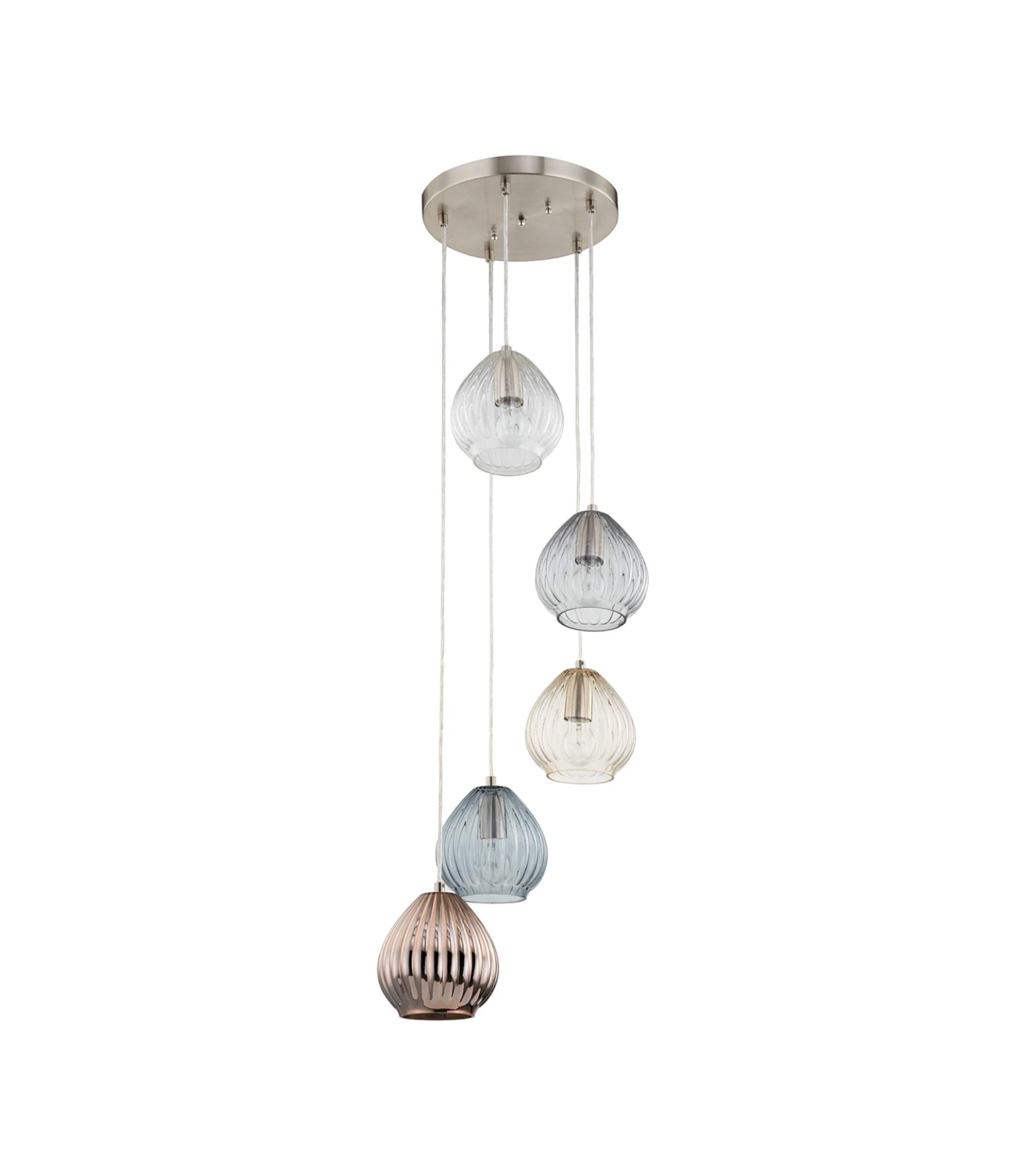 Pendant lamp Caid Iron / Glass 5-light