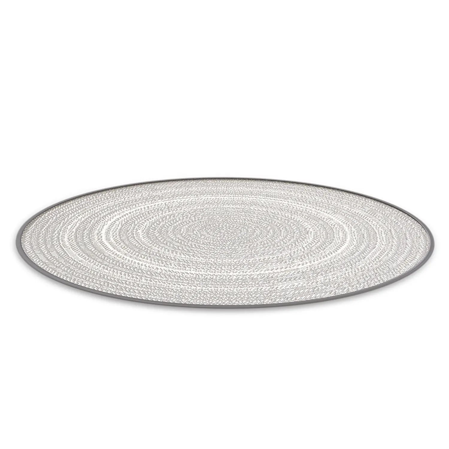 Essenza VI In-/Outdoorteppich Hellgrau Weiß Ø 120cm