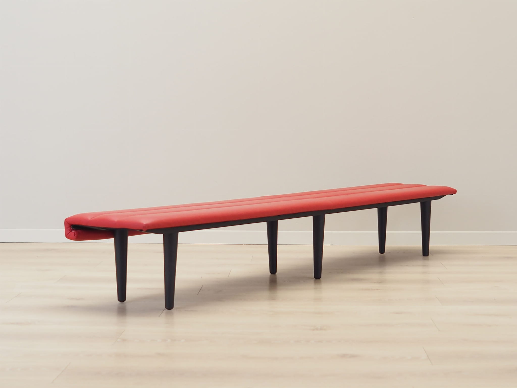 Vintage Bank Holz Leder Rot 1990er Jahre