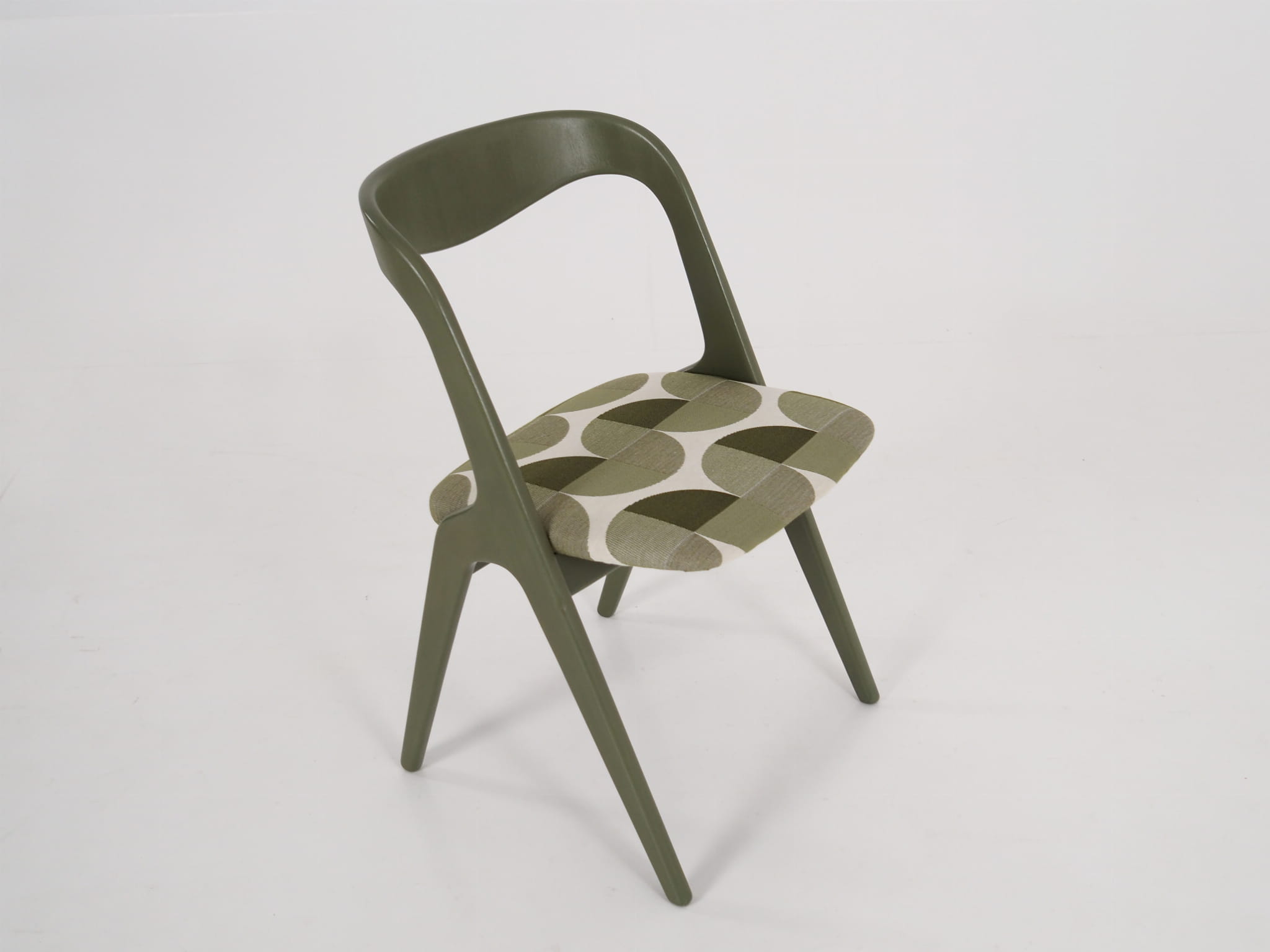 Vintage Chair Wood Fabric Green 1970s