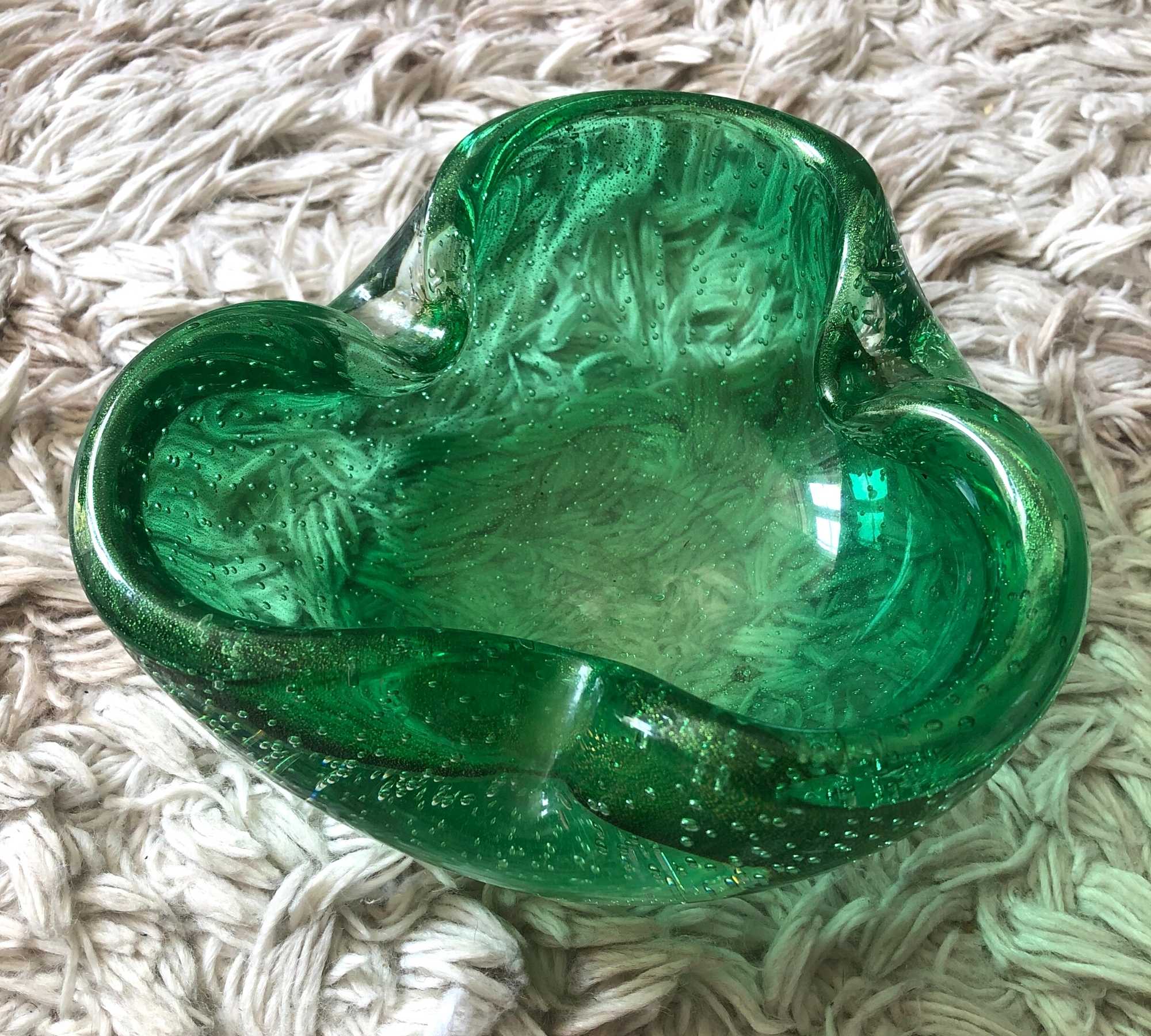 Freiform Glasschale aus Muranoglas Grün 