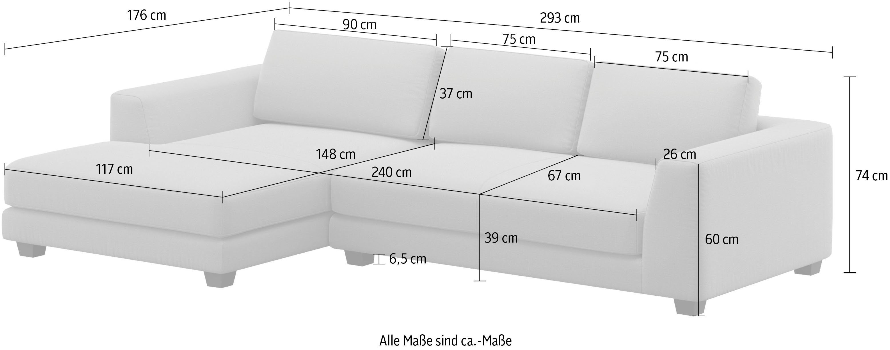 Atoll Sofa Récamiere Links Hellgrau