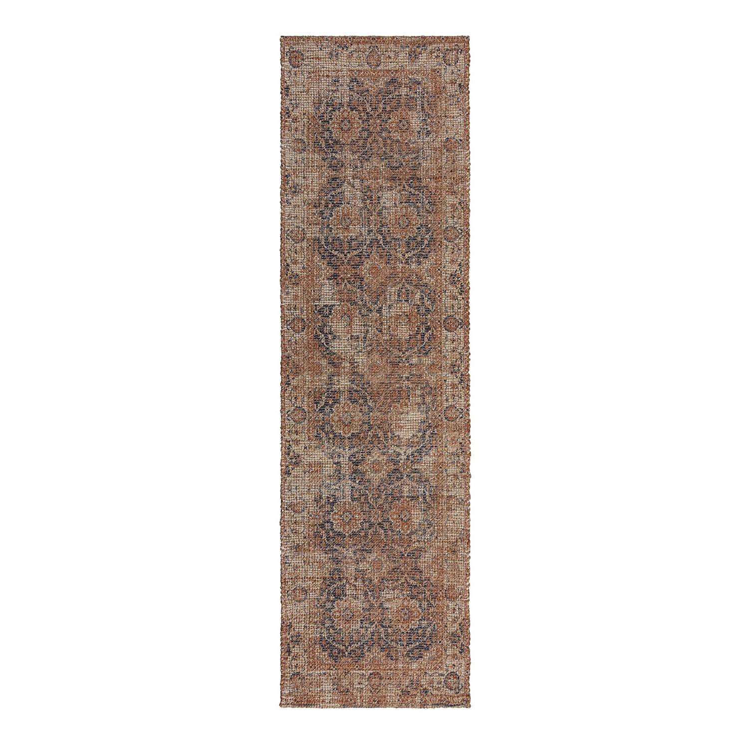 Miley Traditional Läufer Jute Rot Blau 60 x 230 cm