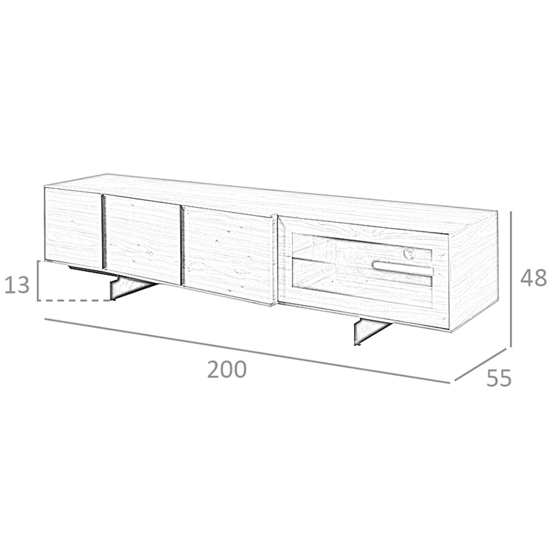 TV Lowboard 3219 with interior lighting Brown