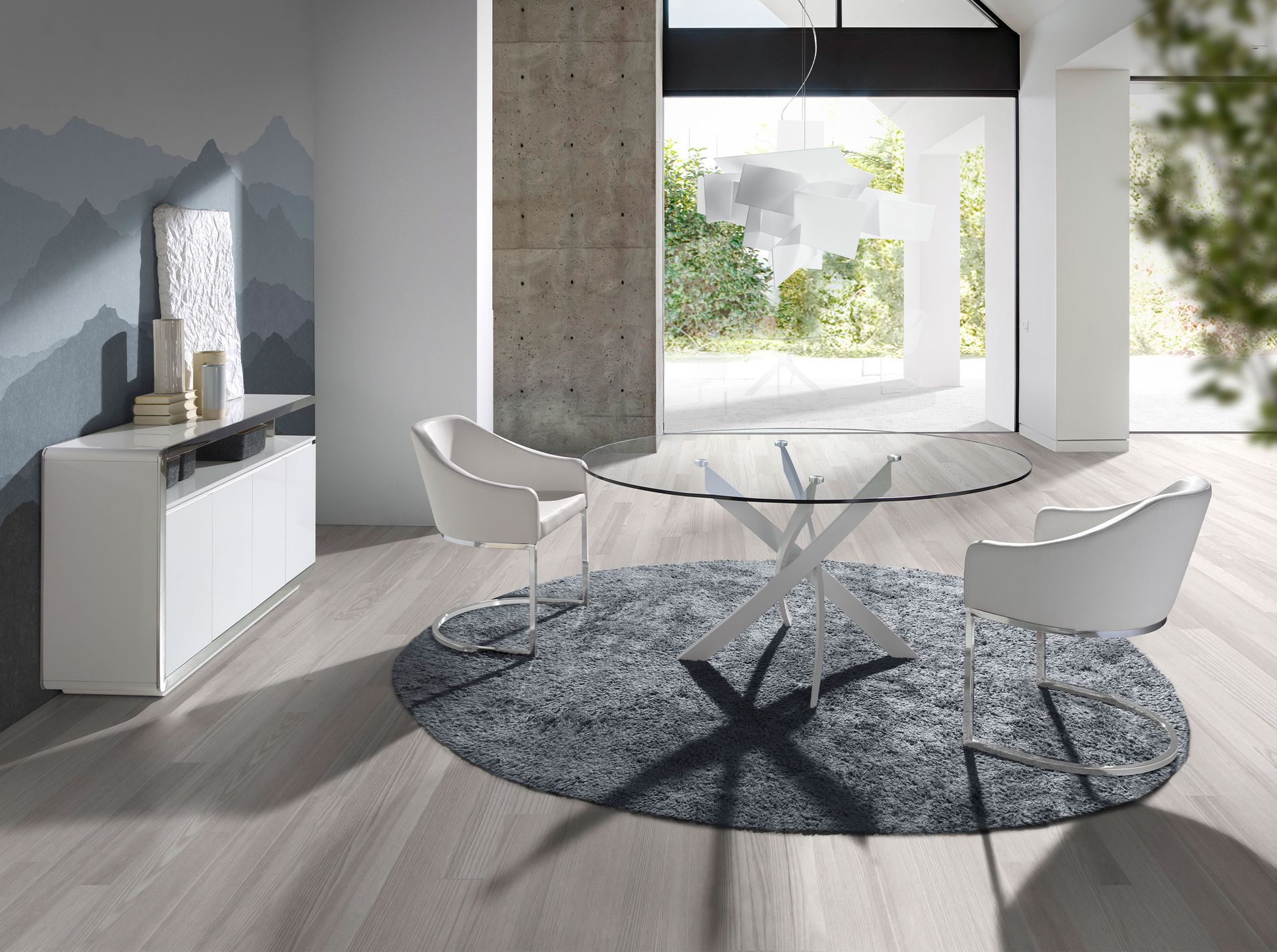 3055 Sideboard Acciaio cromato Bianco