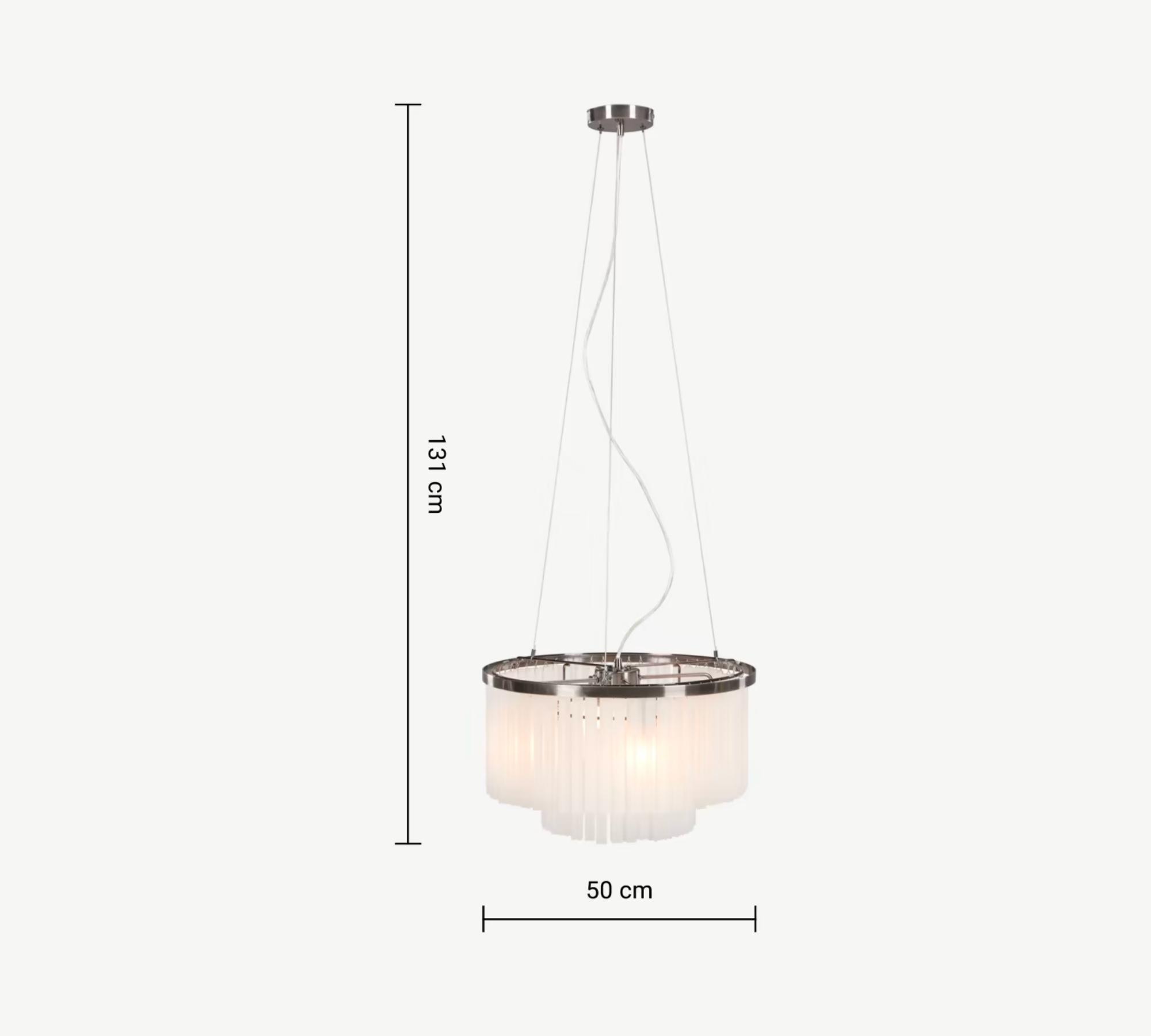 Opulenter Kronleuchter Ophelia aus Milchglas und Chrom 