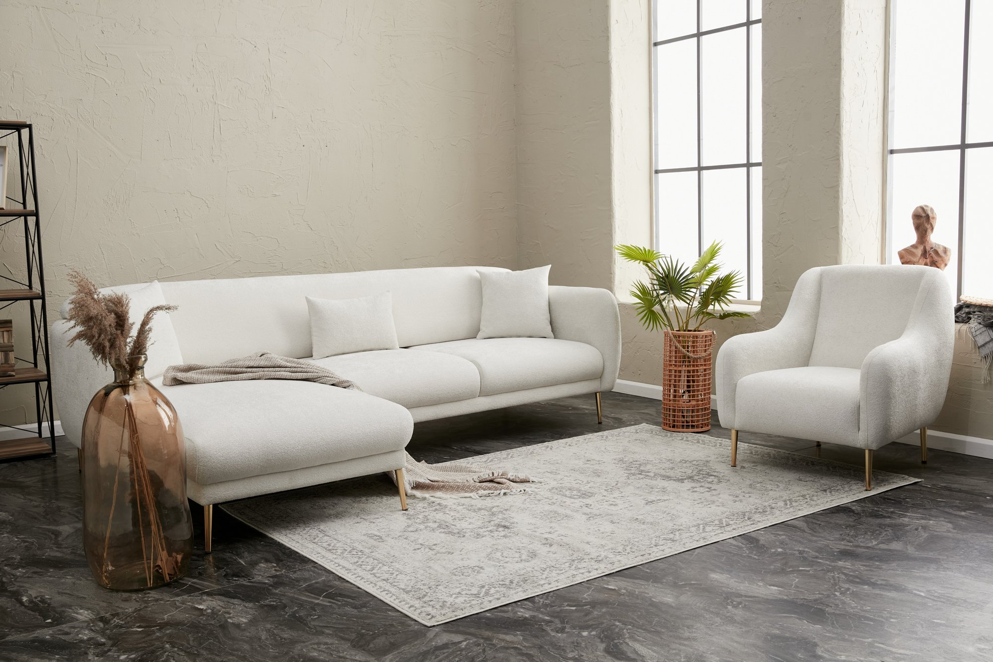 Simena Sofa Récamiere Links Creme