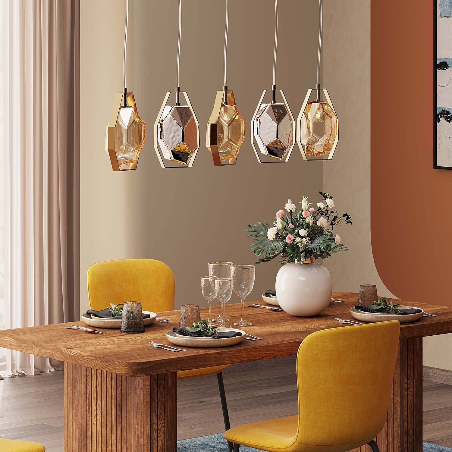 Diamond Fever Dining Hängeleuchte Stahl Glas
