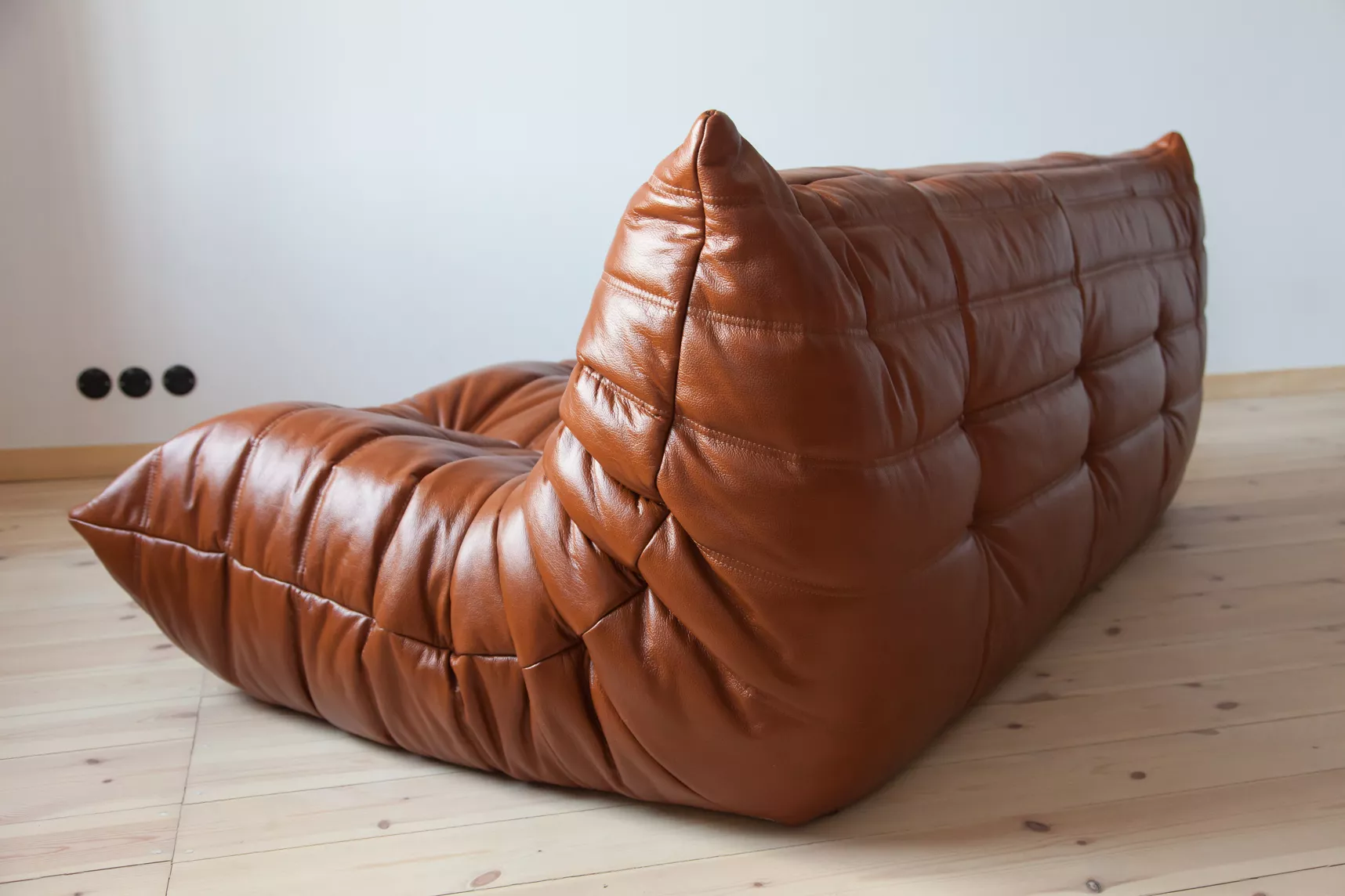 Togo Lounge Set 3-piece High-gloss Leather Whisky Brown