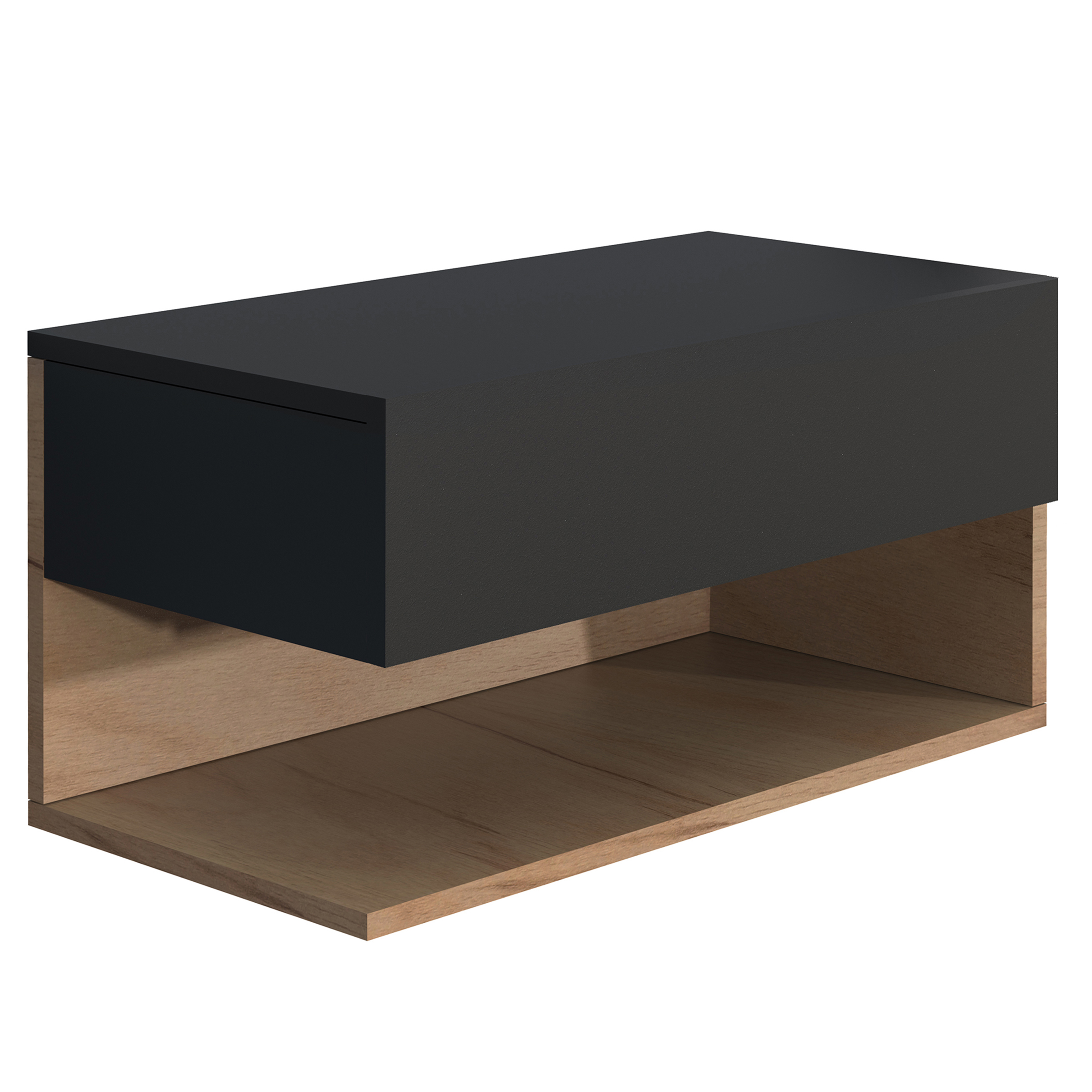 Floating Nightstand Usal XL Oak Decor Black 60 cm