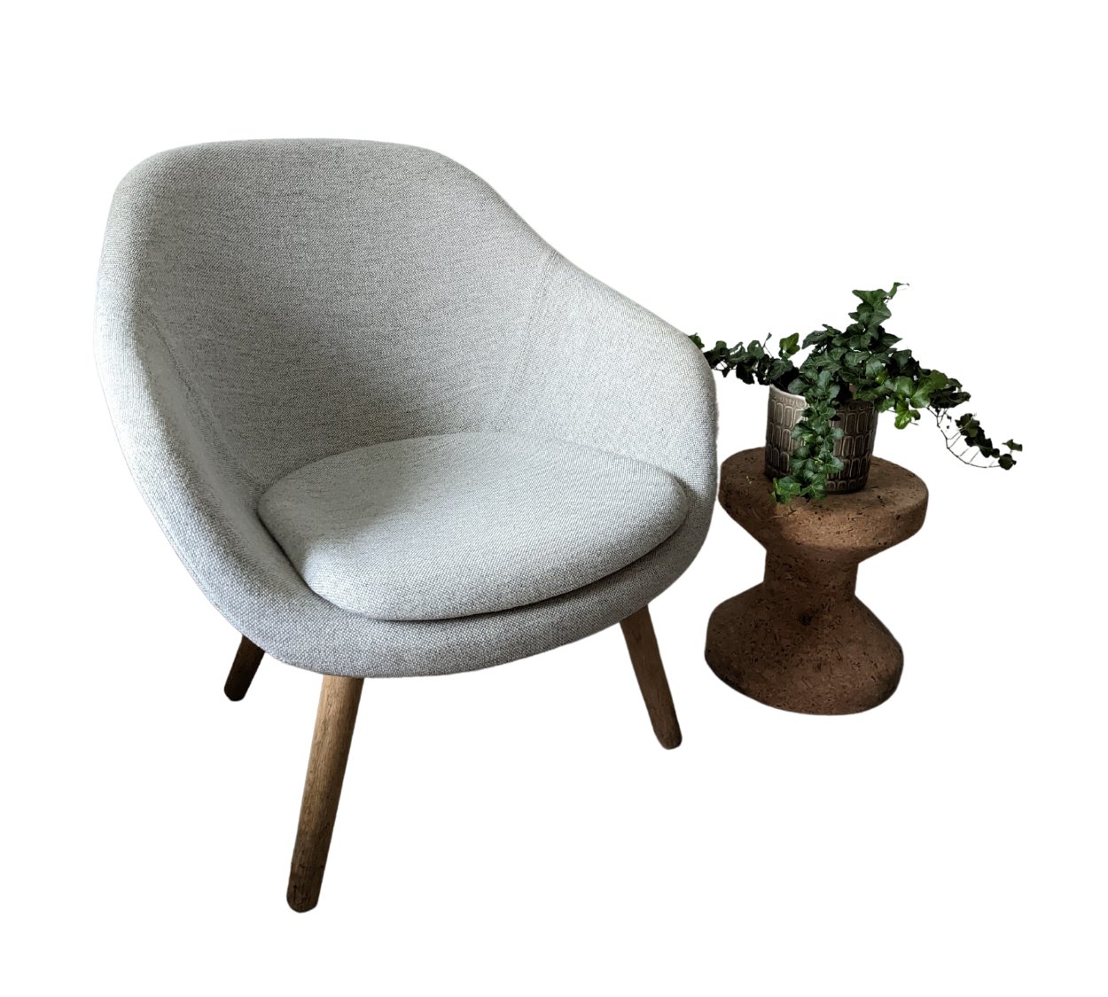 2x About a Lounge Low Sessel Wolle Holz Grau