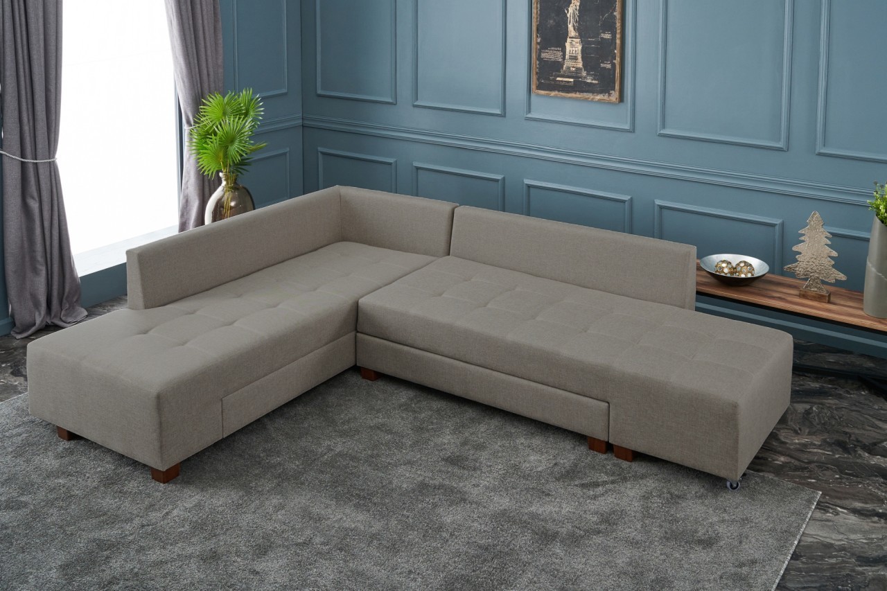 Manama Eckschlafsofa Links Cremefarbig