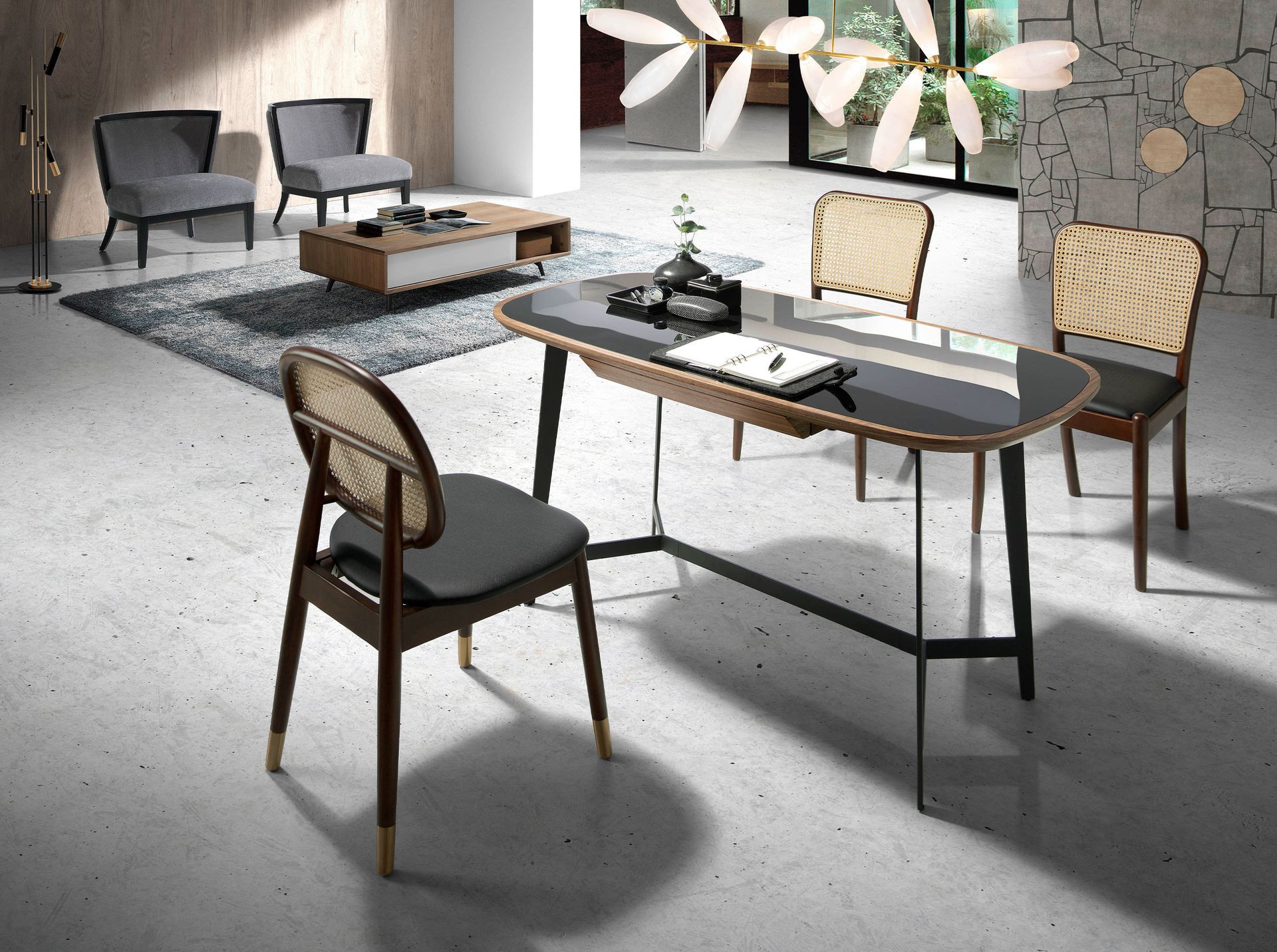 Sedia rattan ecopelle nero