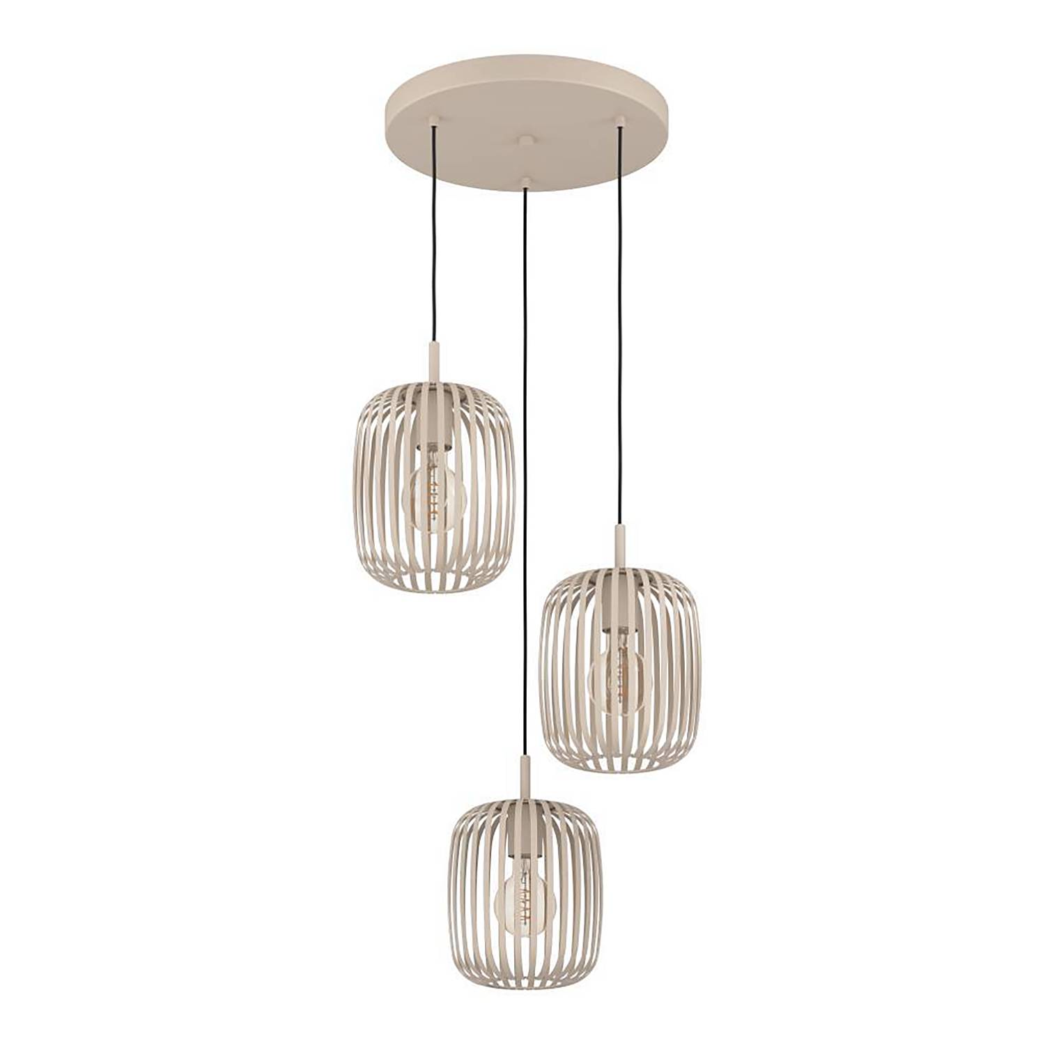 3-Flammig Pendelleuchte Romazzina Stahl Beige