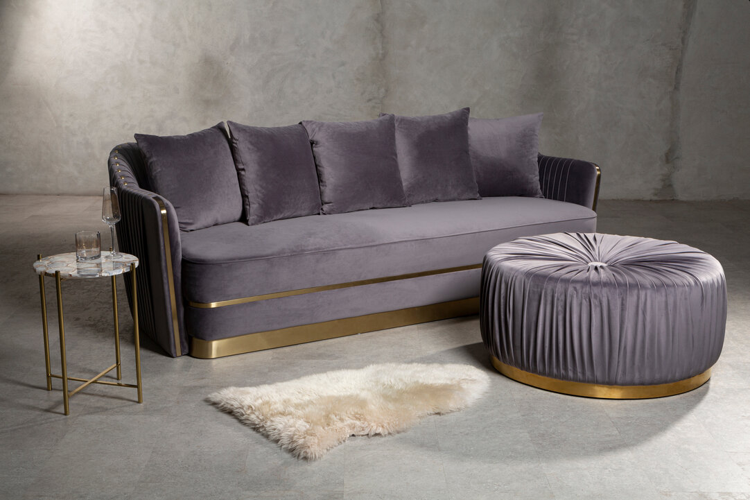 Vita Side Table Steel Stone Natural Agate