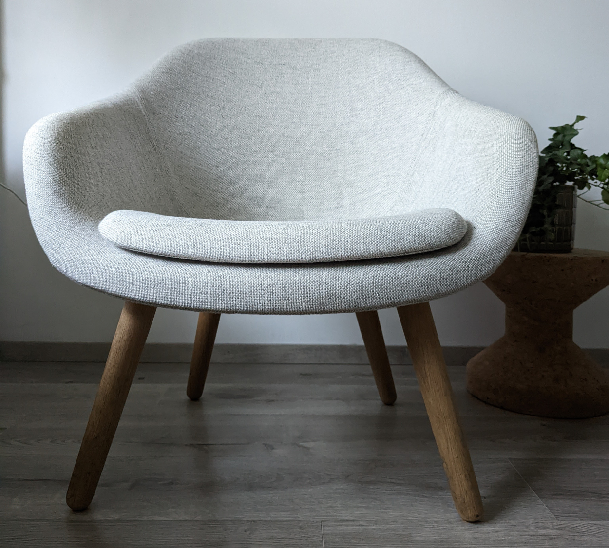 2x About a Lounge Low Sessel Wolle Holz Grau