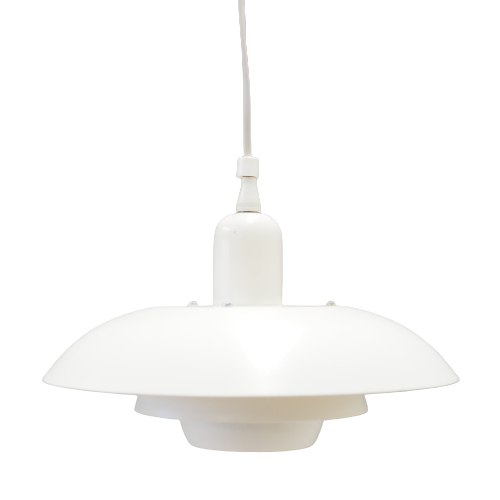Vintage pendant lamp metal white 1970s