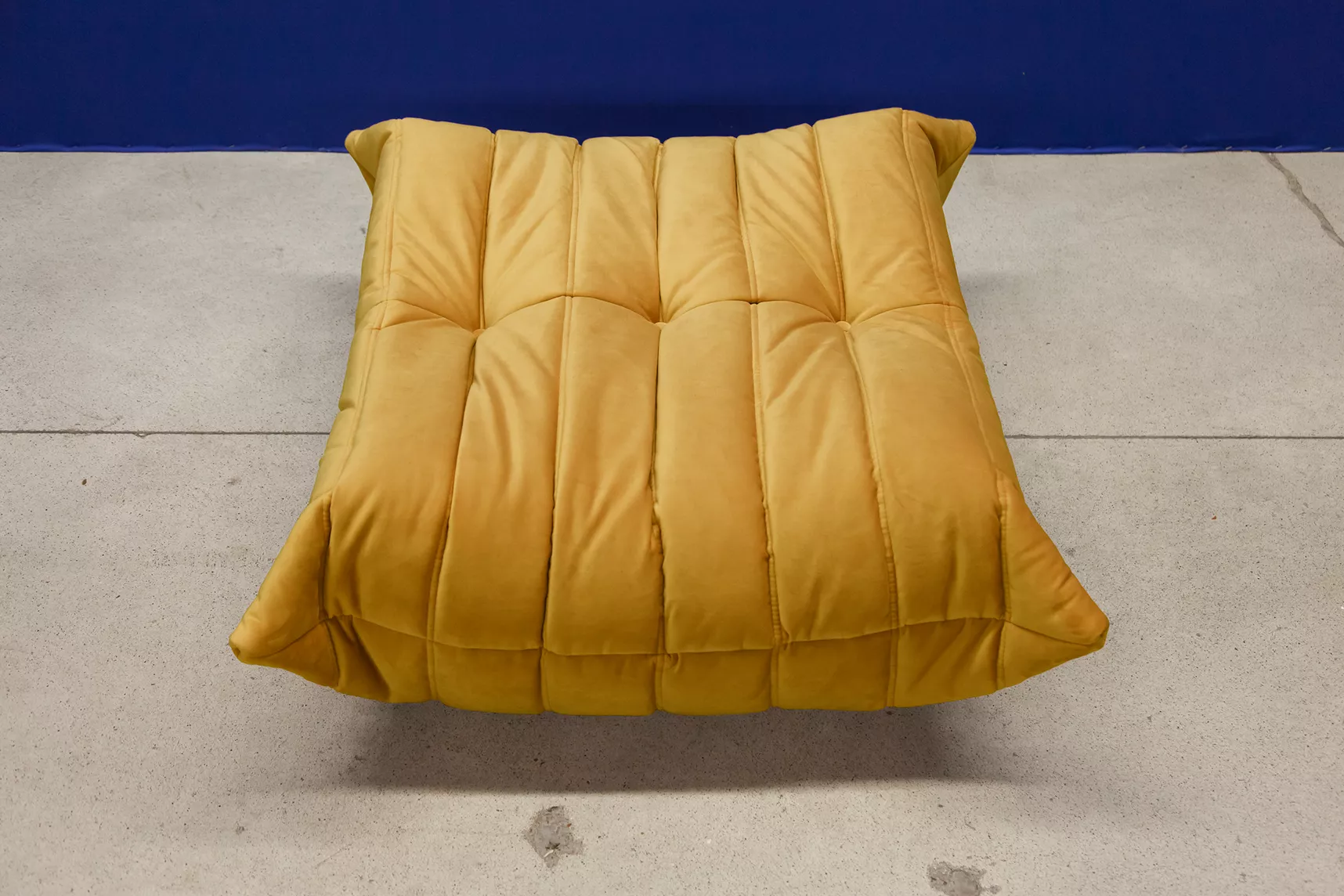 Togo Ottoman Mustard Yellow Velvet