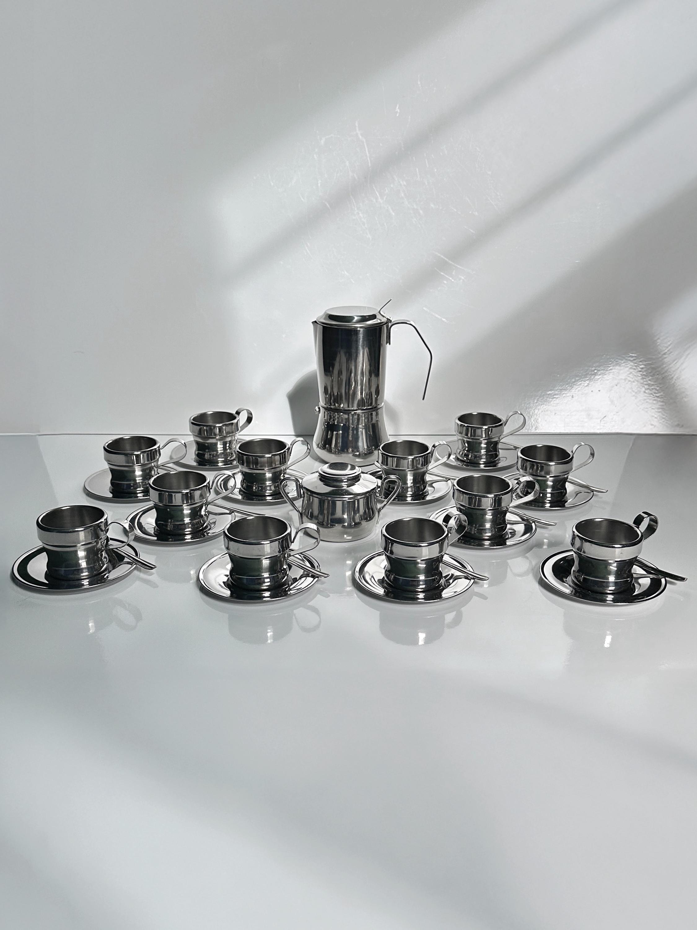 Inox Espresso-Set Tasse für 12 Personen Silber