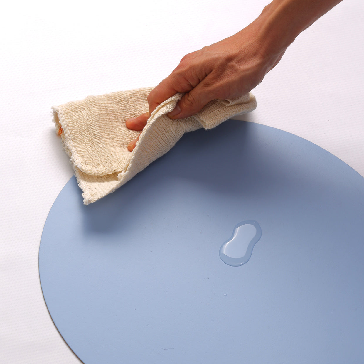 Tischet Rund 100% Recyceltes Leder Himmelblau