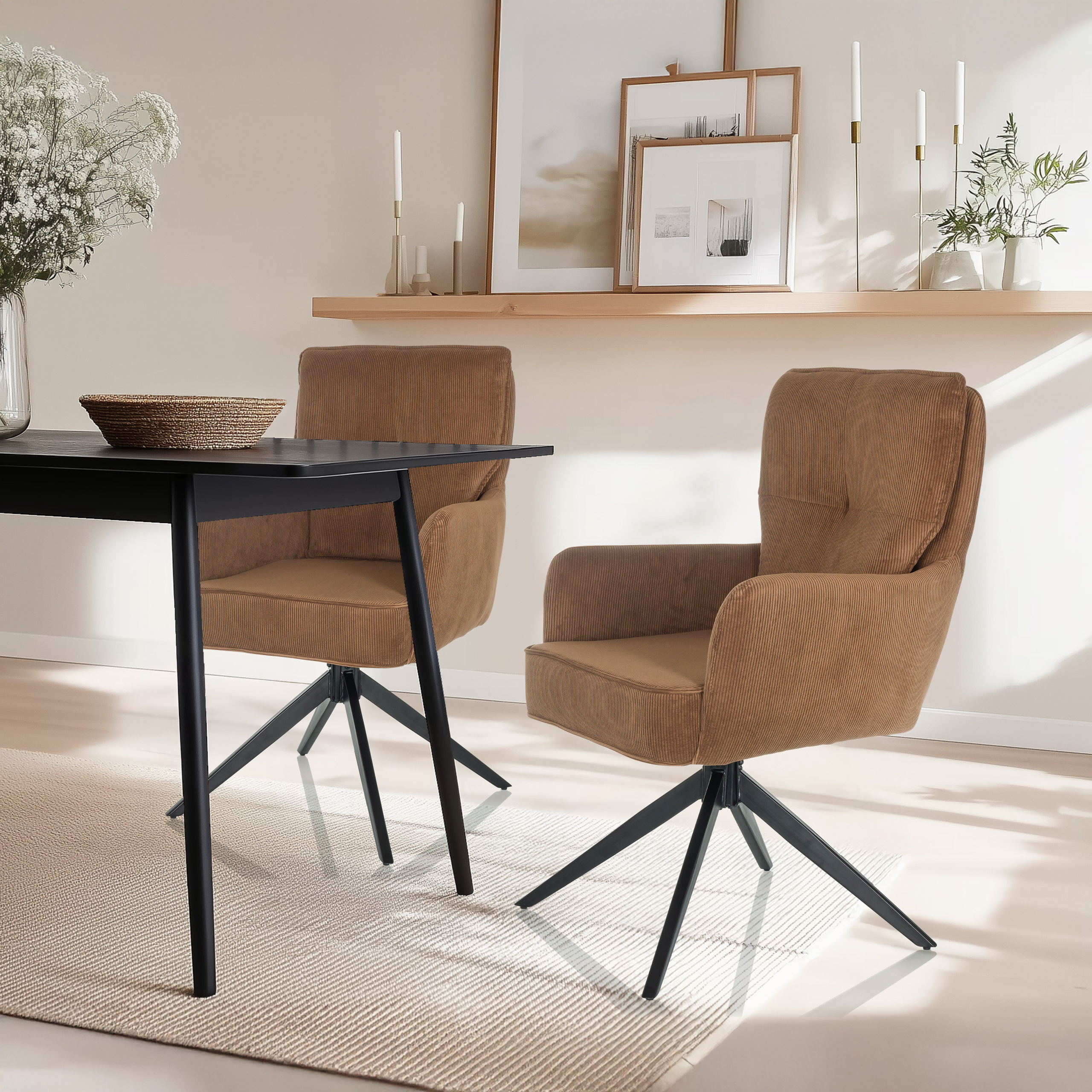 TARUGO Drehstuhl Stoff Braun