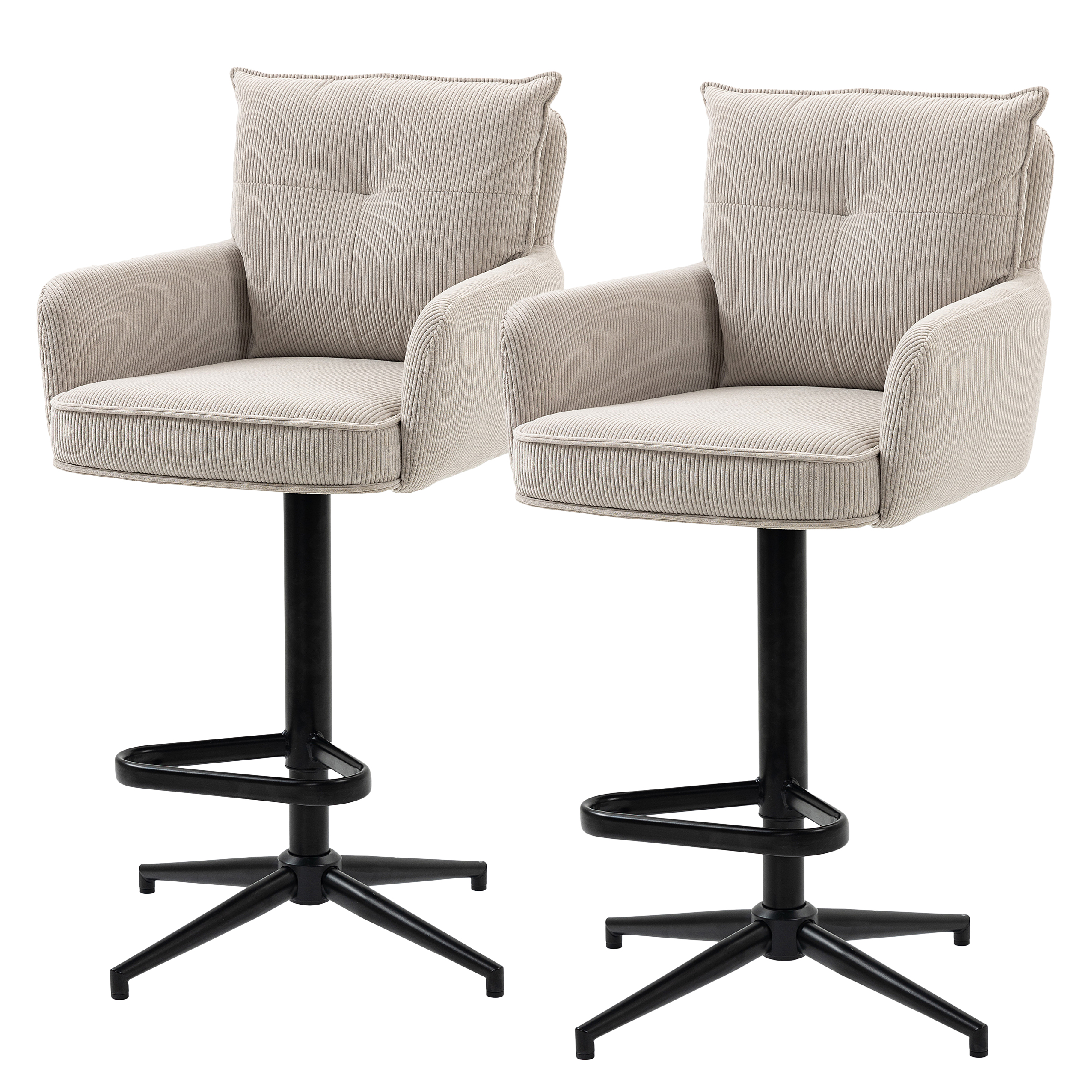 Bar stool DIDRIP Set of 2 Height Adjustable Beige
